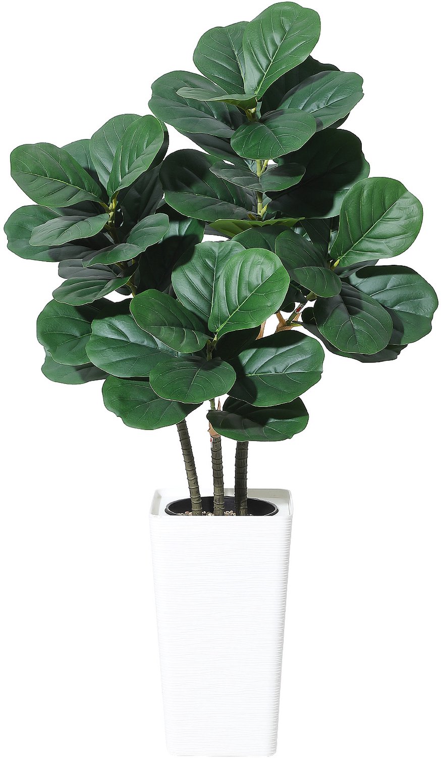 HOERFURIY Kunstplant Vioolbladplant 120 cm - Meerstammige Ficus Lyrata met Witte Pot - Volle Groene Kamerplant voor Woonkamer, Hal en Kantoor - Onderhoudsvrij