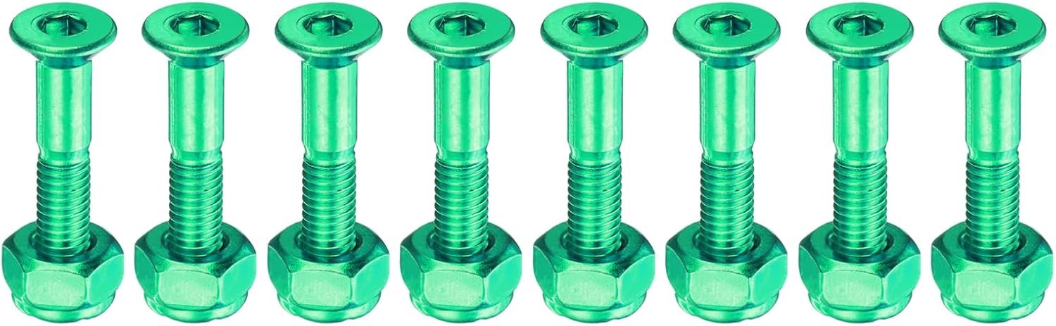 Skateboard hardware set 8 stuks 25mm koolstofstaal groene schroeven met moeren geschikt voor installatie Velnivo