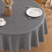 Protecttable - Rond Tafelzeil Linnenlook Donkergrijs Ø138cm - Tafelkleed Afwasbaar - Kunststof