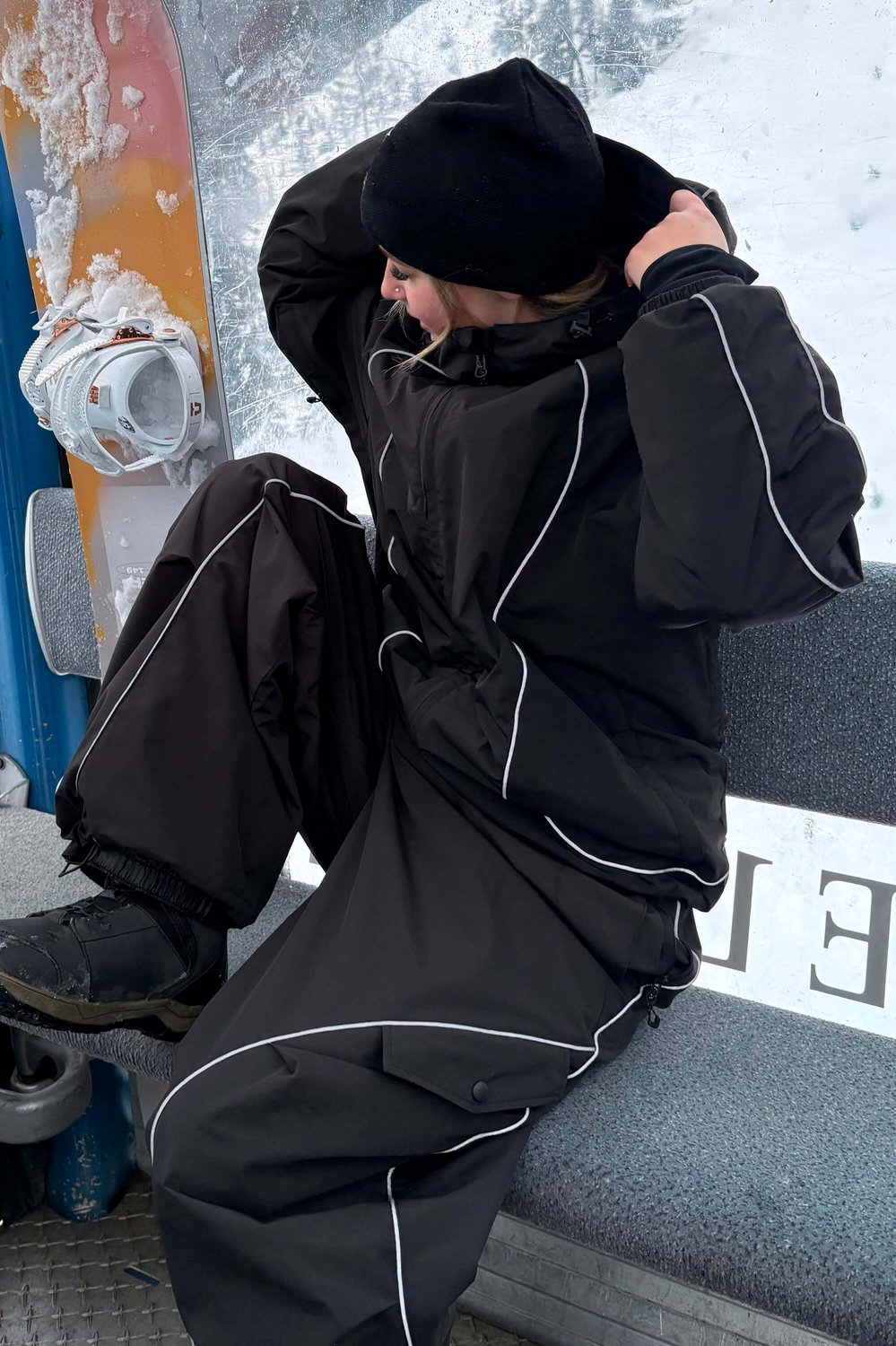 GSOU SNOW Unisex ski- en snowboardjas met reflecterende biezen 20K waterdicht Zwart