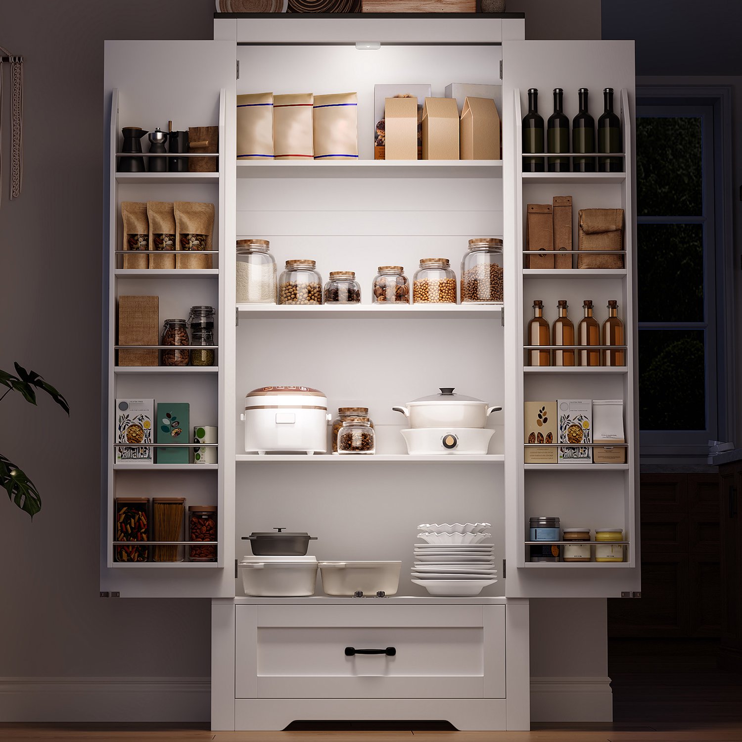 MODENUIT Keukenkast - 2 Deuren En 1 Lade - Keuken, Woonkamer En Eetkamer - MDF - Wit - 80x35x183 Cm