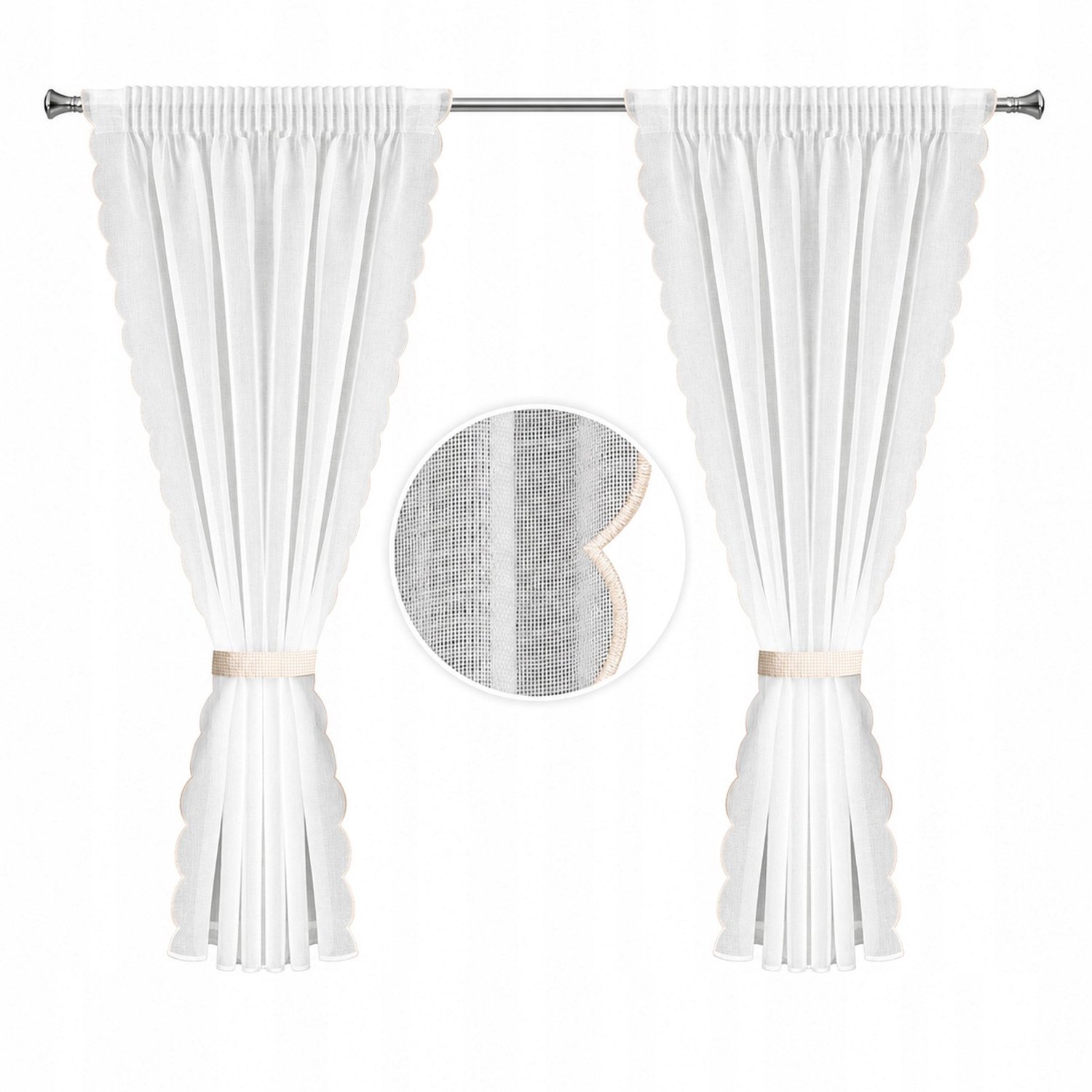 Kant-en-klare vitrage IRINA wit-beige 140x180 cm