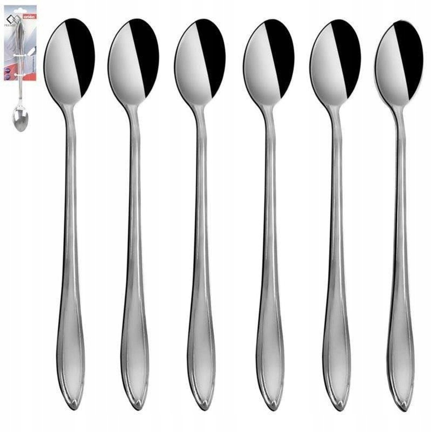 6x Lange Cocktaillepels - Roestvrij Staal - 20.5cm
