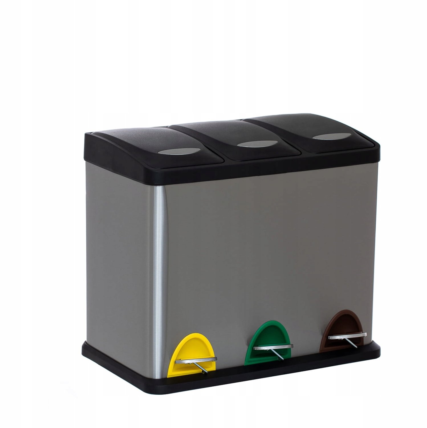Afvalscheidingsbak 3 vakken 24L RVS met voetpedaal - Easyform