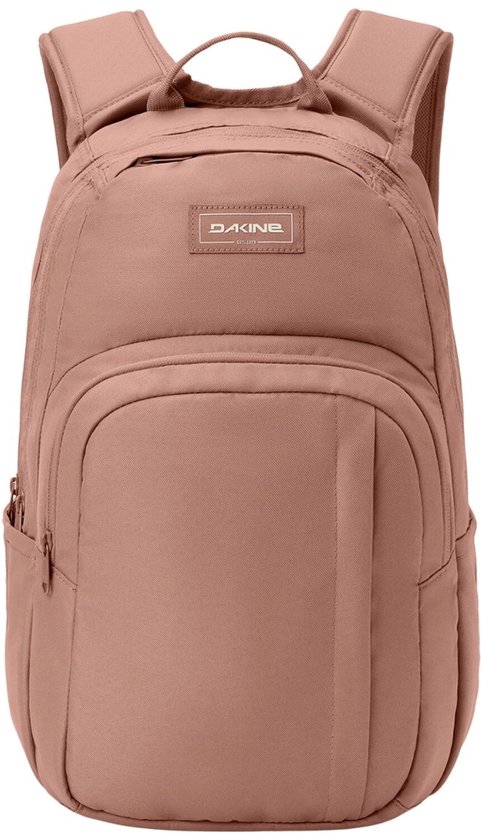 Lichtroze DAKINE rugzak met een DAKINE logo op de voorkant.