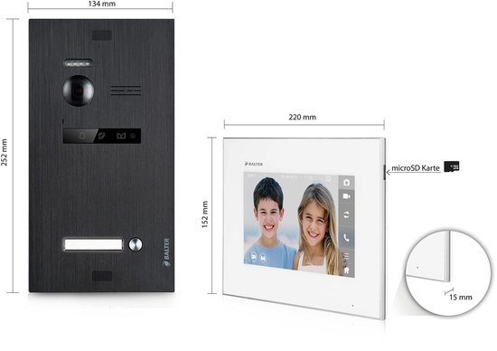 Video Deurbelset 7 Inch Touchscreen - 2-Draads Bus - 150° Groothoekcamera - Metaal - Buitenbeveiliging — afbeelding 5