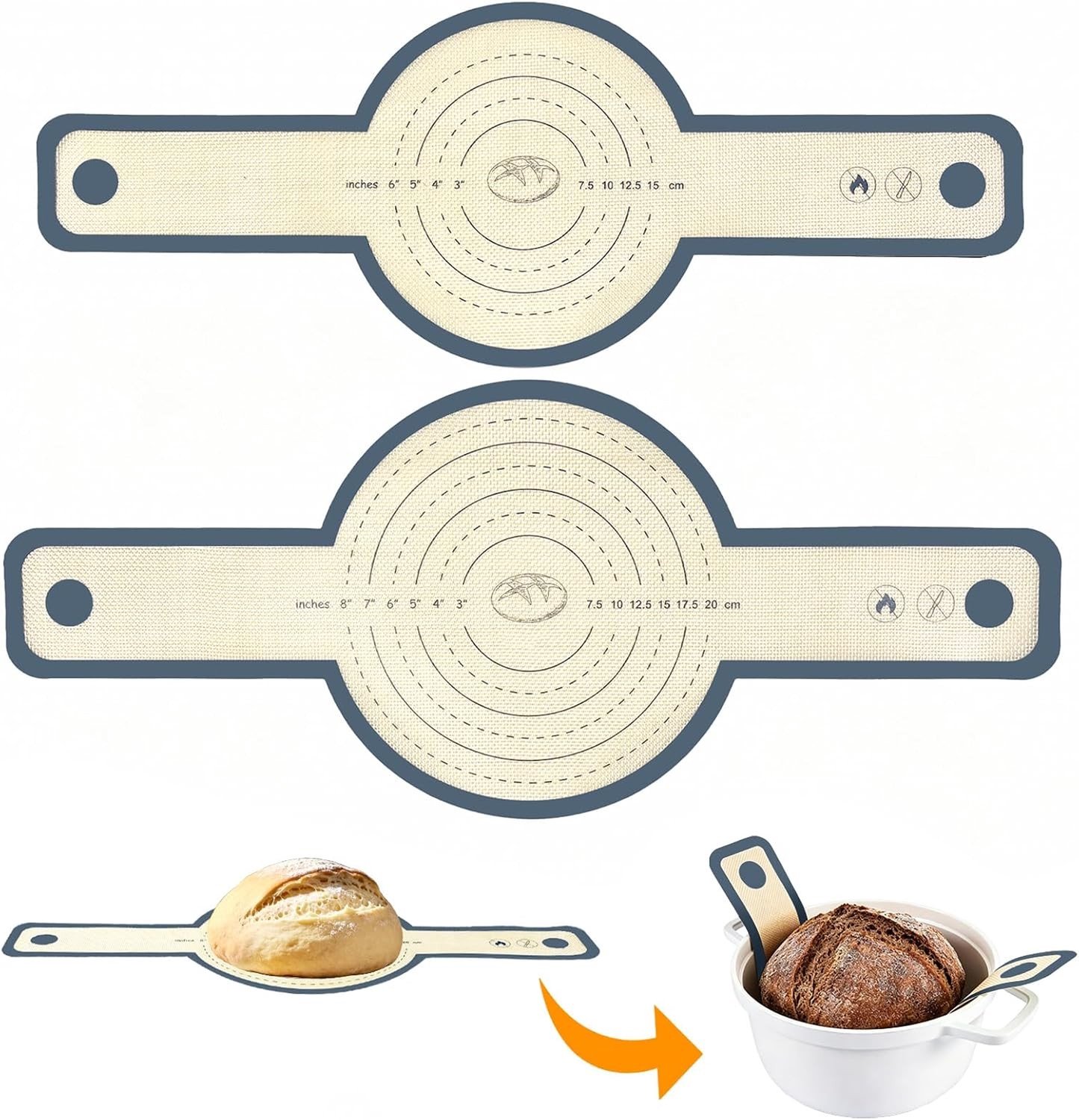 Ronde Bakmatten - Rood - Herbruikbare Siliconen Bakmat met Lange Handgrepen - Voor Brood en Meer