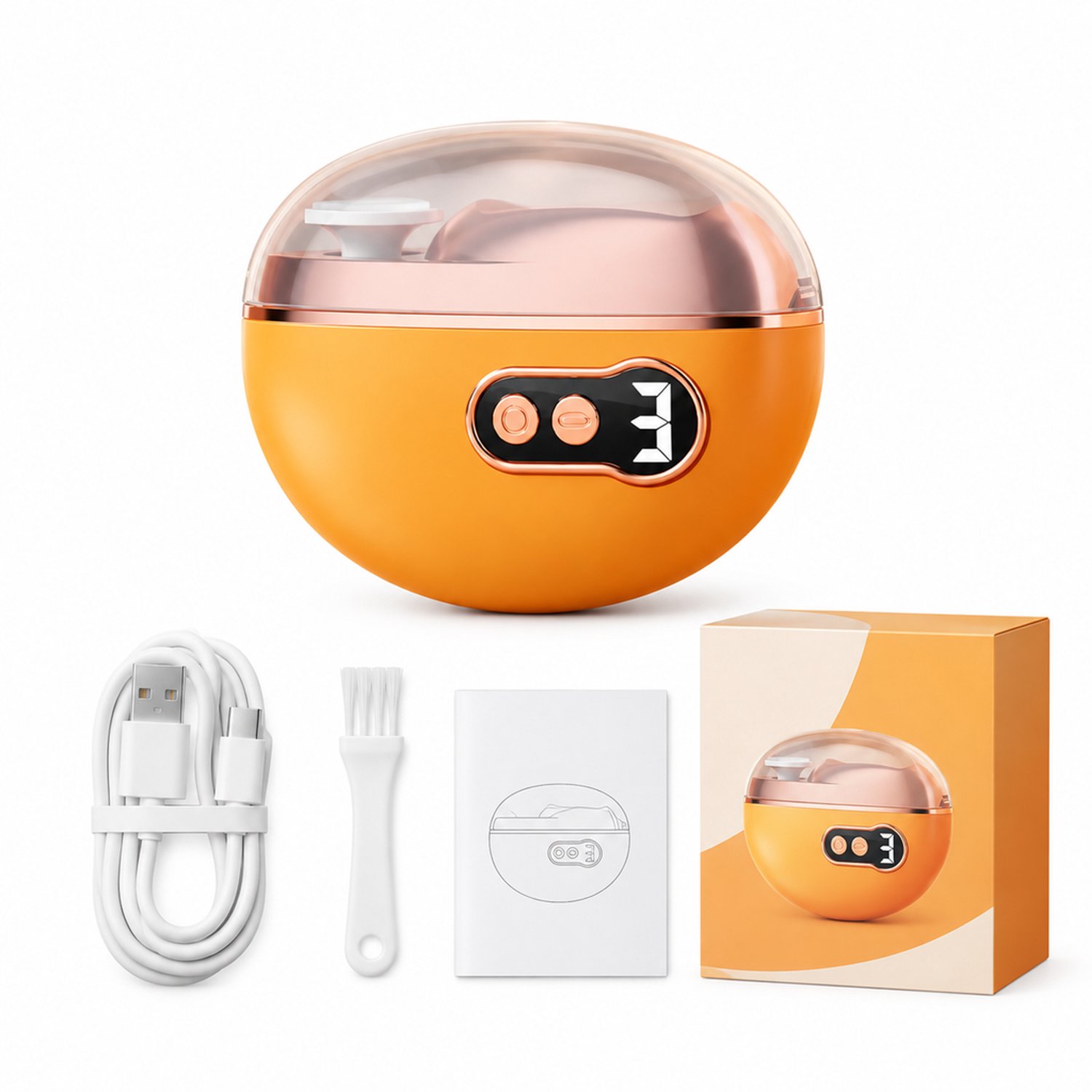 elektrische nagelknipper - 120 g - lcd-display - levendig oranje - met laadkabel en reinigingsborstel