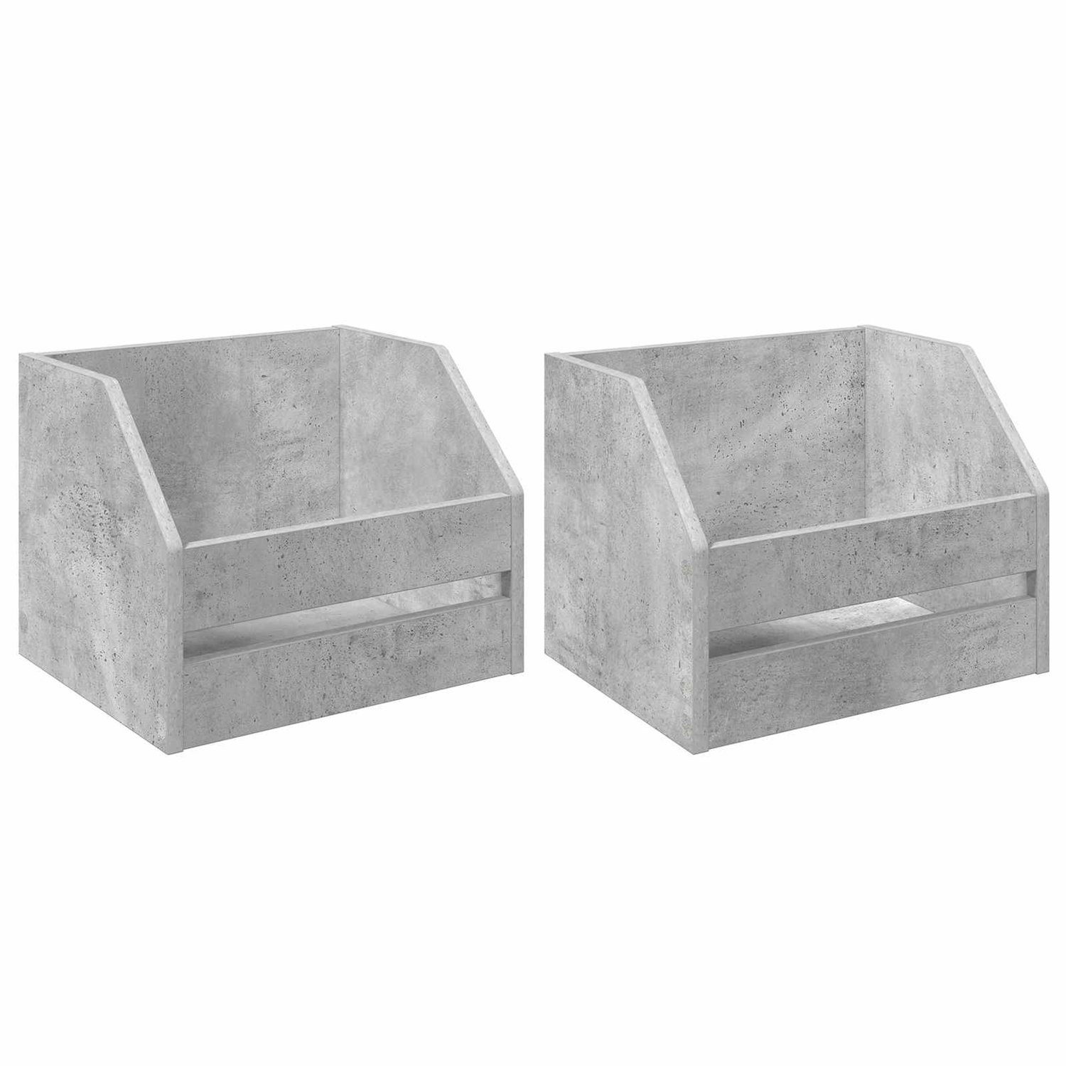 vidaXL Vinyl - Album - Doos - 2 - st - Betongrijs - 38 - x - 30 - x - 29 - cm - Bewerkt - hout