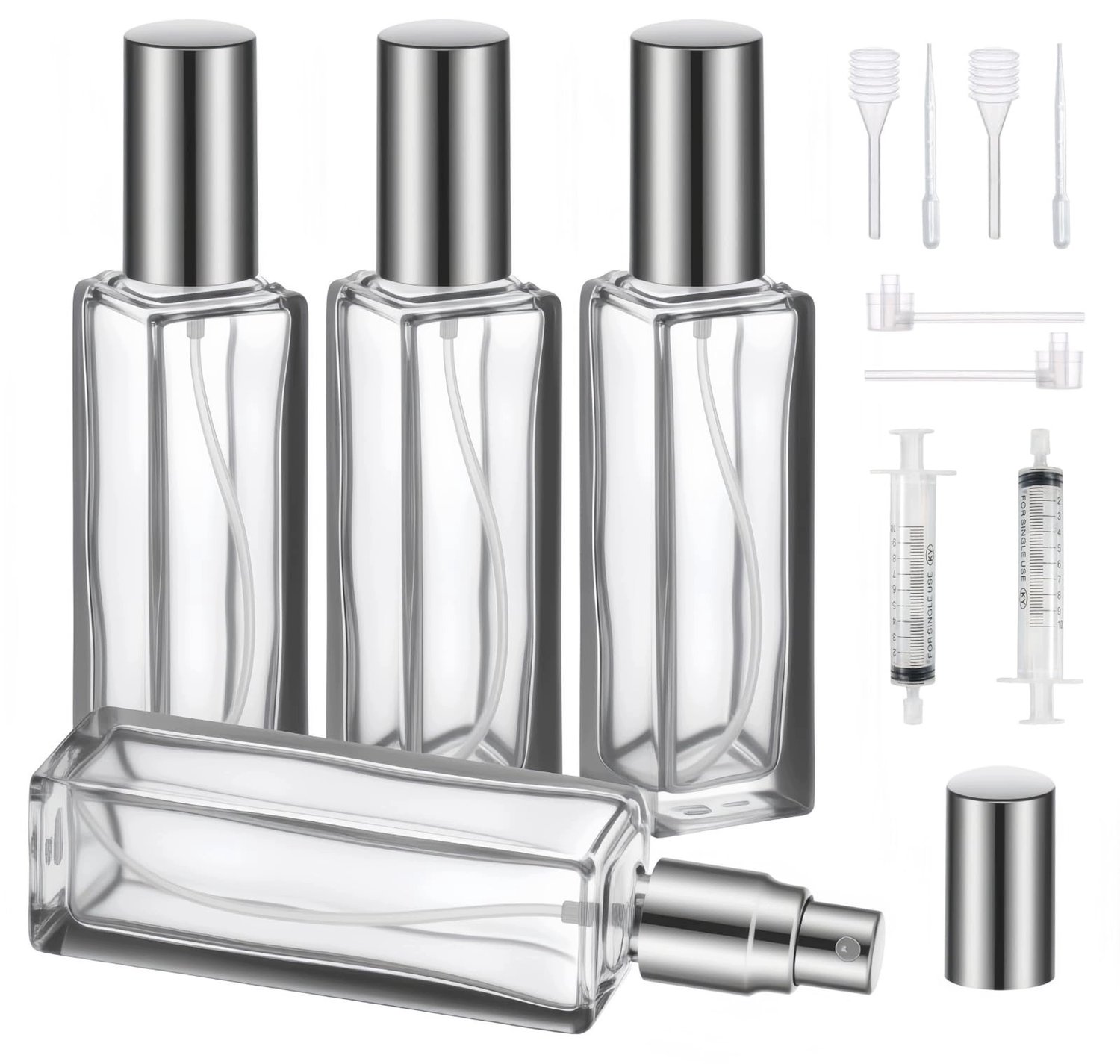 4x Parfum Verstuiver Reisformaat 20ml - Herbruikbare Glazen Atomizers