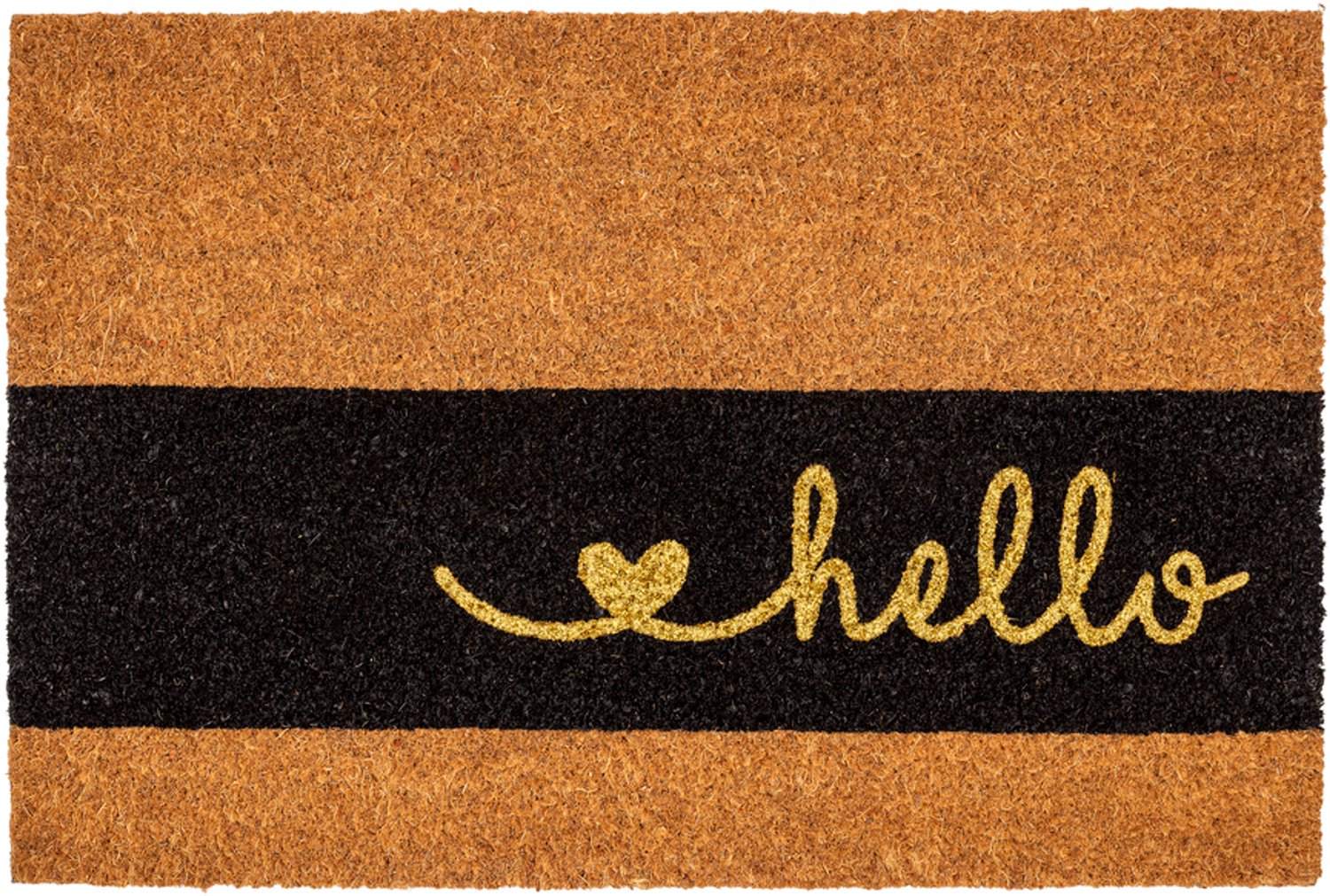 Ruco Glitter Hello Heart 40 x 60 cm - Kokosmat - Deurmat Binnen - Kokos Deurmat - Geïmplanteerd - Vinyl Onderzijde