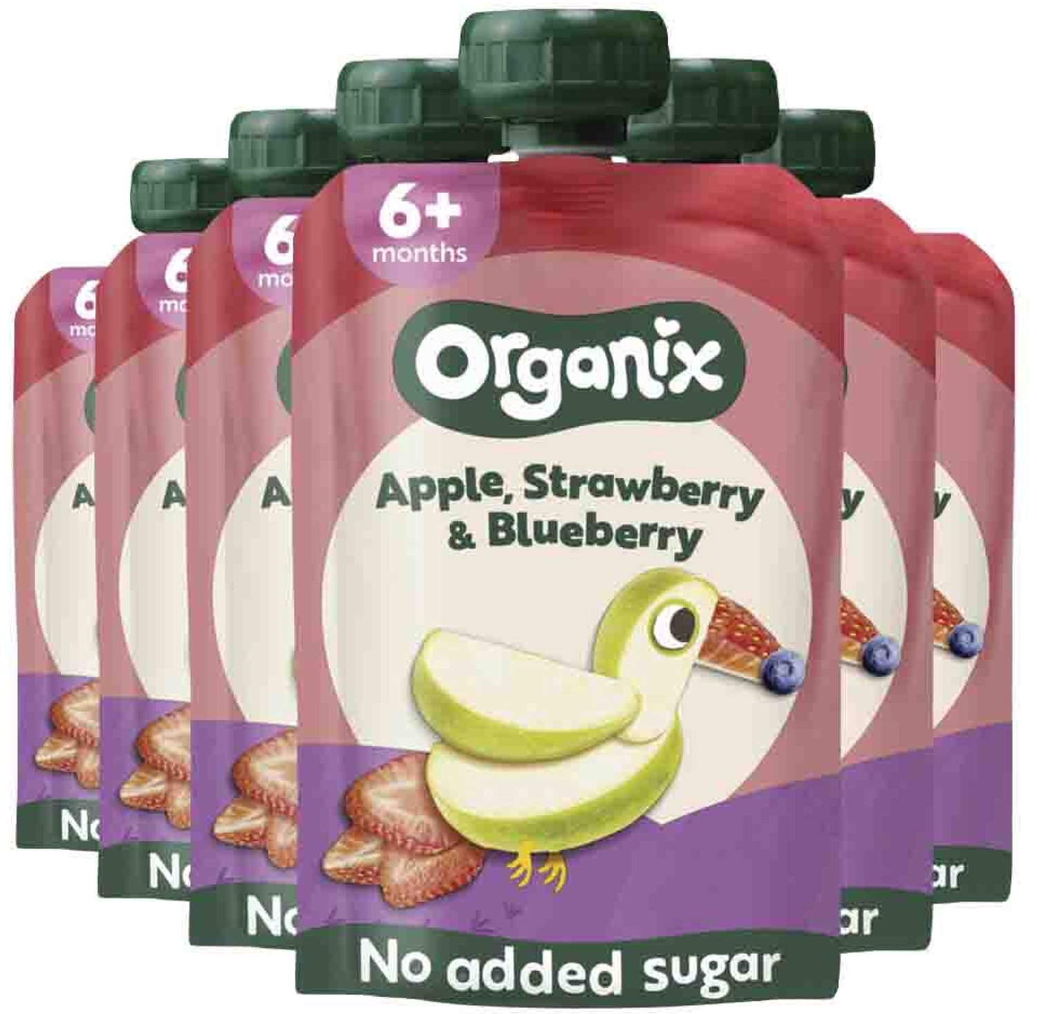 Organix Knijpfruit 6+m Appel Aardbei & Blauwe Bes 100 gr - 6x 100 gr - Voordeelverpakking
