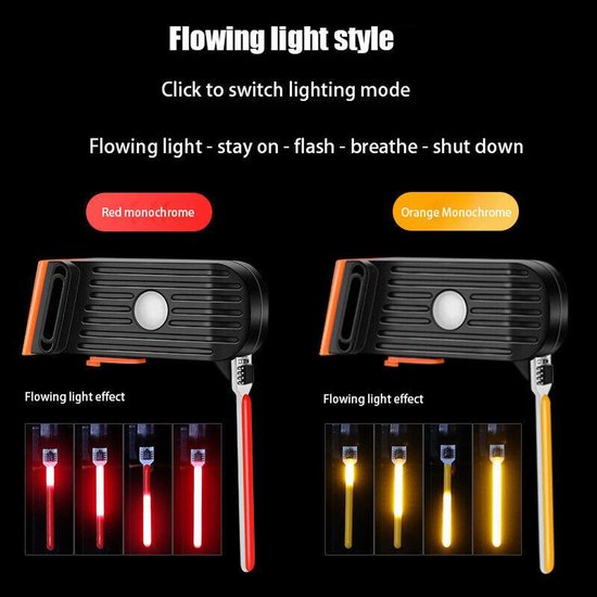 Fietsachterlicht, USB oplaadbaar fietsachterlicht, waarschuwingslicht - rood licht — afbeelding 5