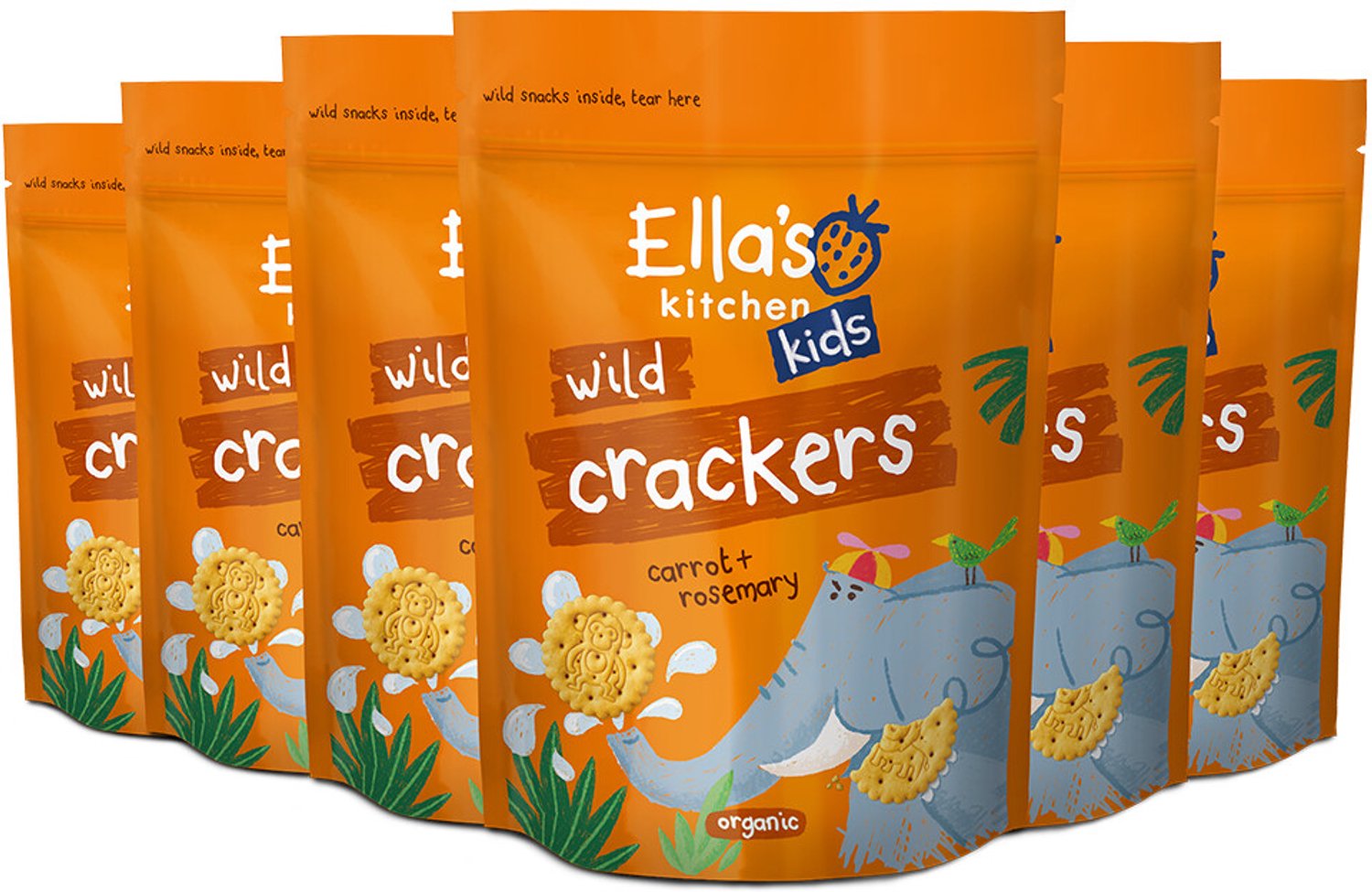 Ella's Kitchen - Biologisch Wilde Crackers 18+m Wortel & Rozemarijn - 6 x 100 gr - Voordeelverpakking