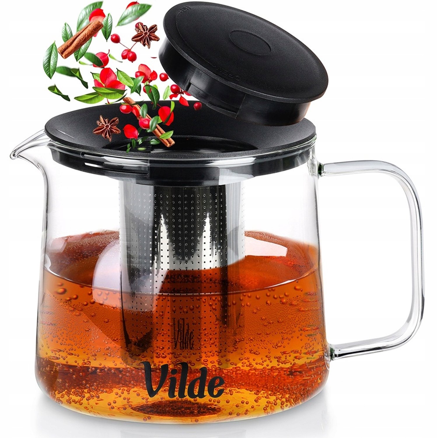 Glazen theepot met infuser, 1.5L, hittebestendig borosilicaatglas