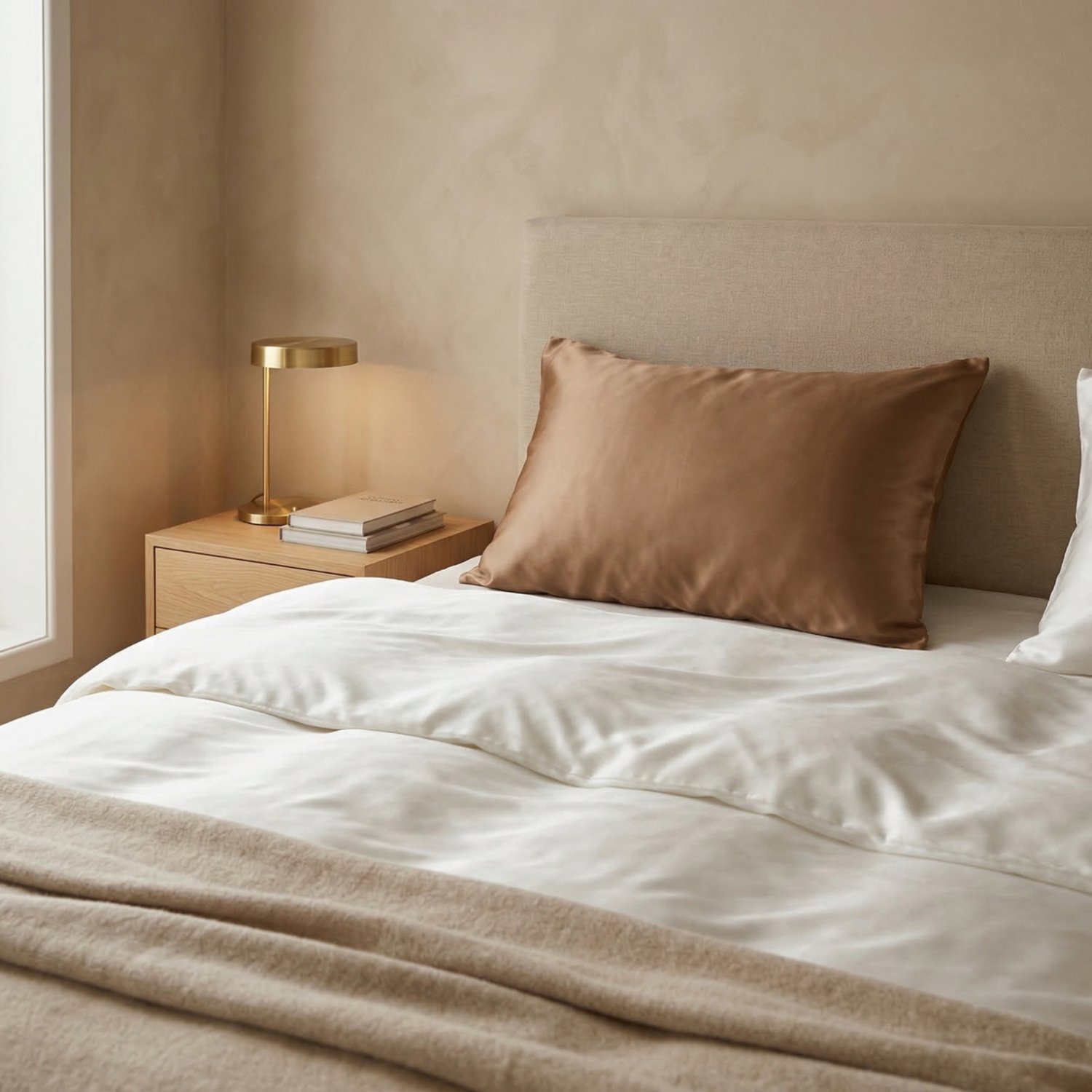 Zijden Kussensloop Amber Silk - 22MM - Silk Heaven - 50x70cm / Ritssluiting