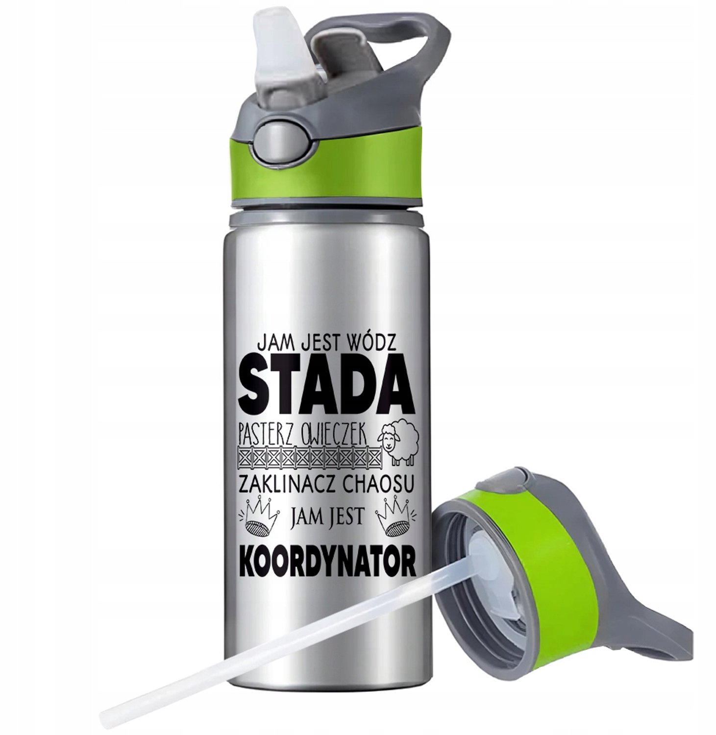 Merkloos Aluminium Sportbidon 650ml met Rietje en Handvat