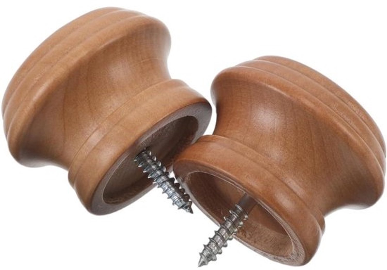 Houten gordijnroede-uiteinden - Decoratieve eindkapjes - Raamdecoratie afwerking - Natuurlijke houtstructuur - 2 stuks - Beige