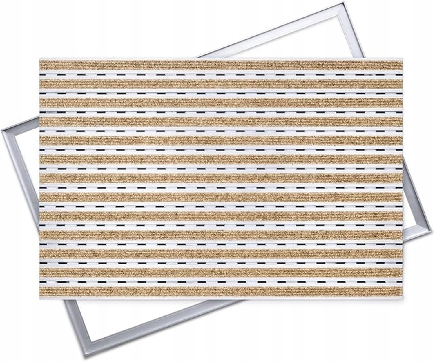 Merkloze Aluminium Deurmat met Kokos Inleg en Frame - 90x60cm