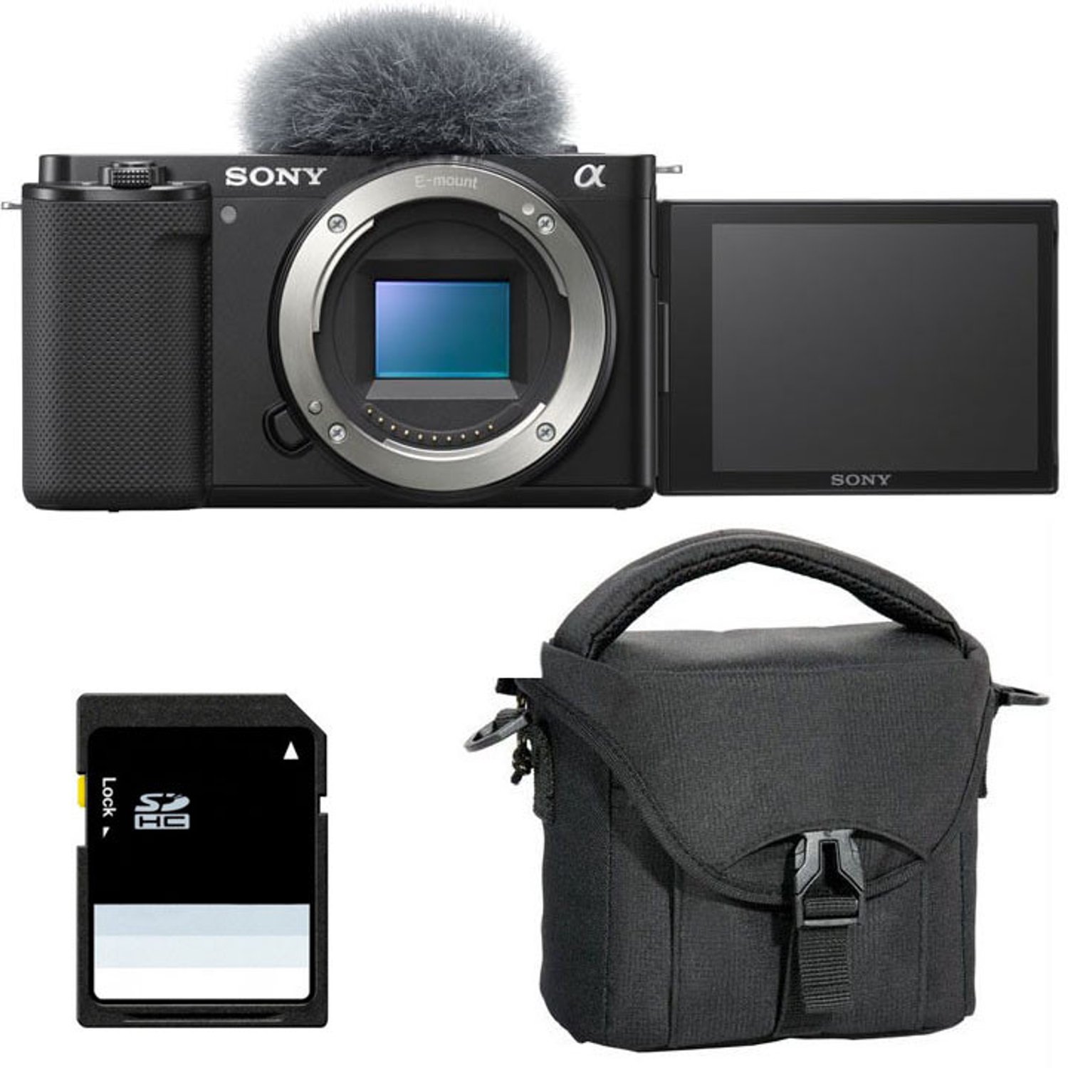 SONY ALPHA ZV-E10 SCHWARZ BOLD (nur in Schwarz) + Tasche + 8 GB SD-Karte