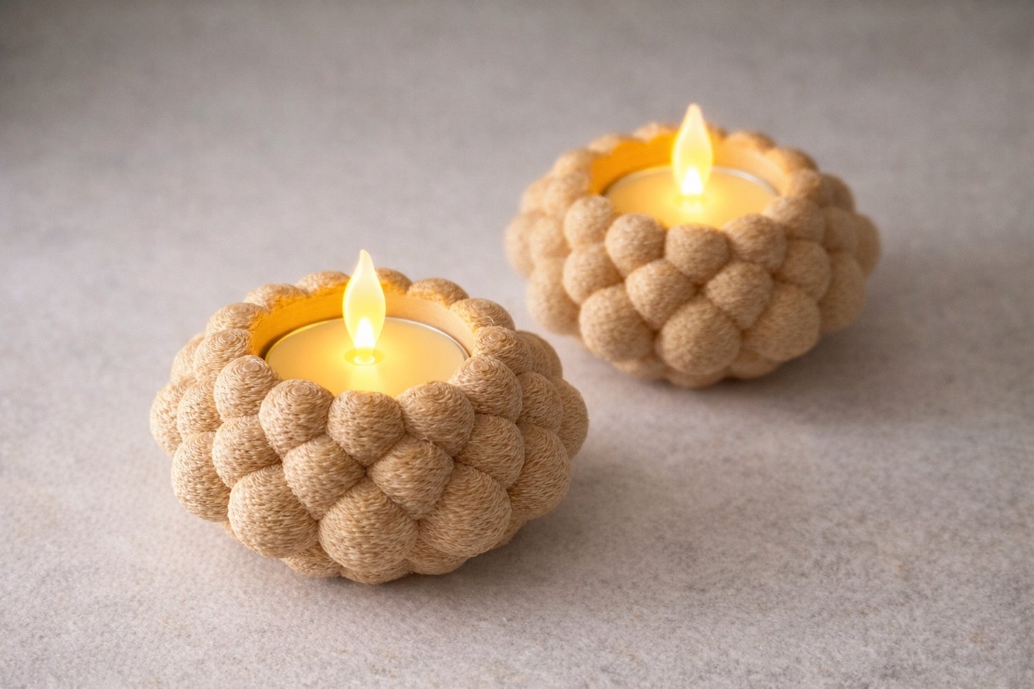 Moderne 3D Tealight Kaarsenhouder Beige met LED Kaars