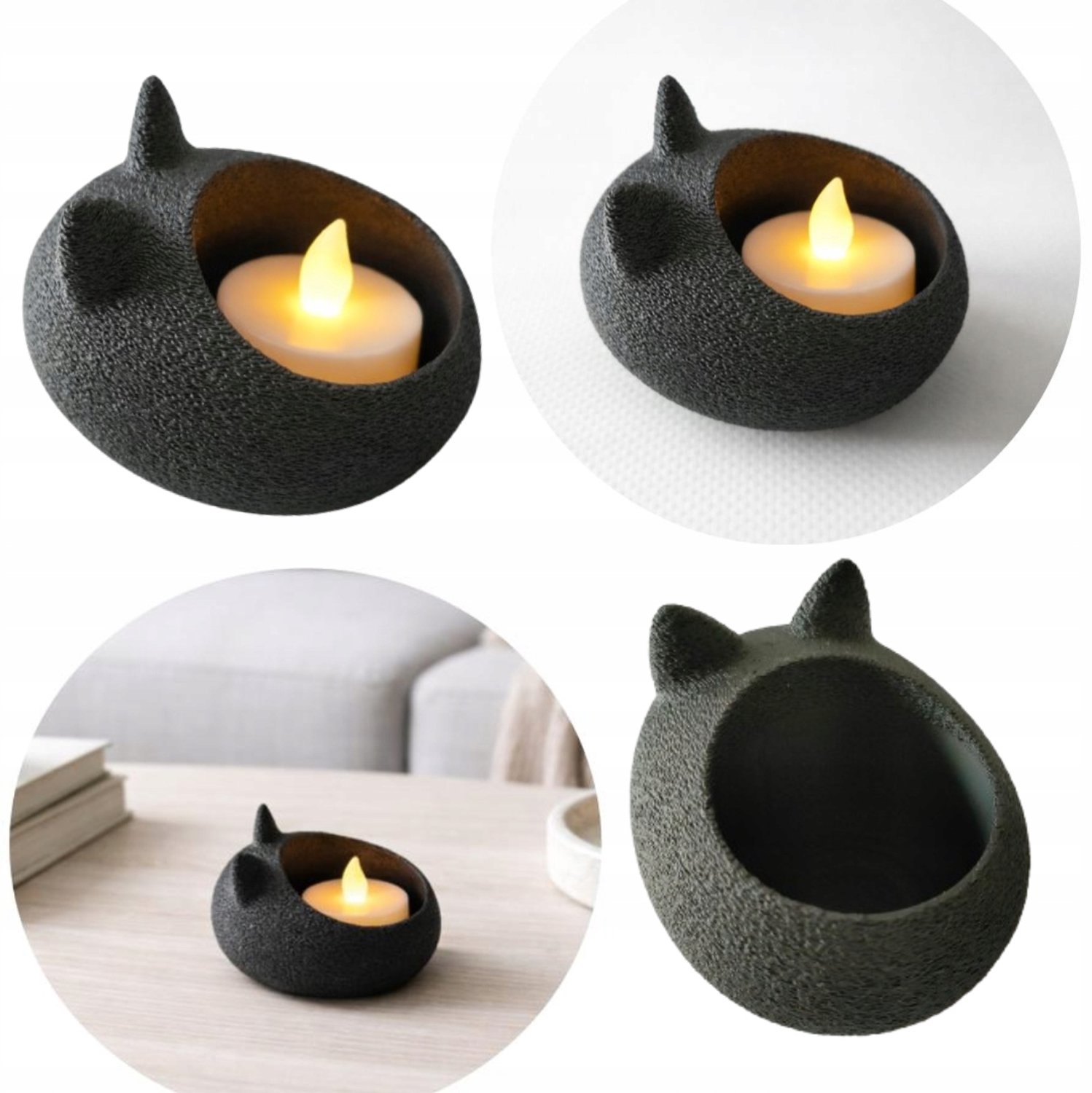 Moderne 3D Katten Kaarsenhouder - Decoratie & Cadeau