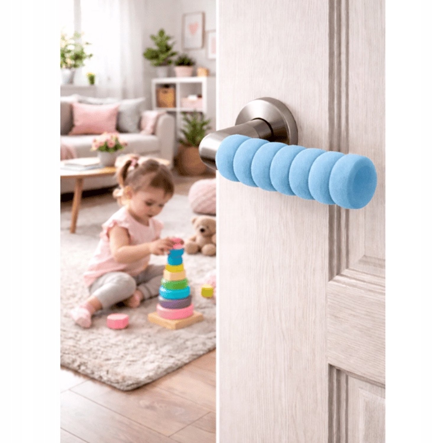 2x Deurklink Beschermer Kinderen - Zacht Schuim, Blauw