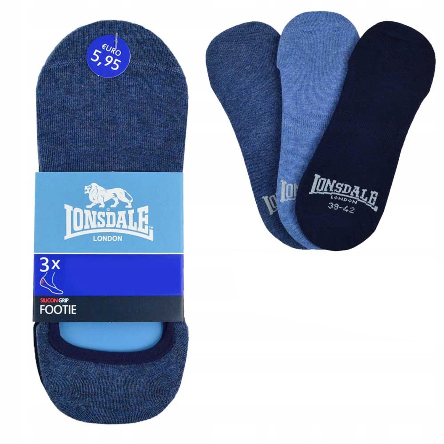 Lonsdale Invisible Sokken met Siliconen Hiel Mix 35/38 Blauw