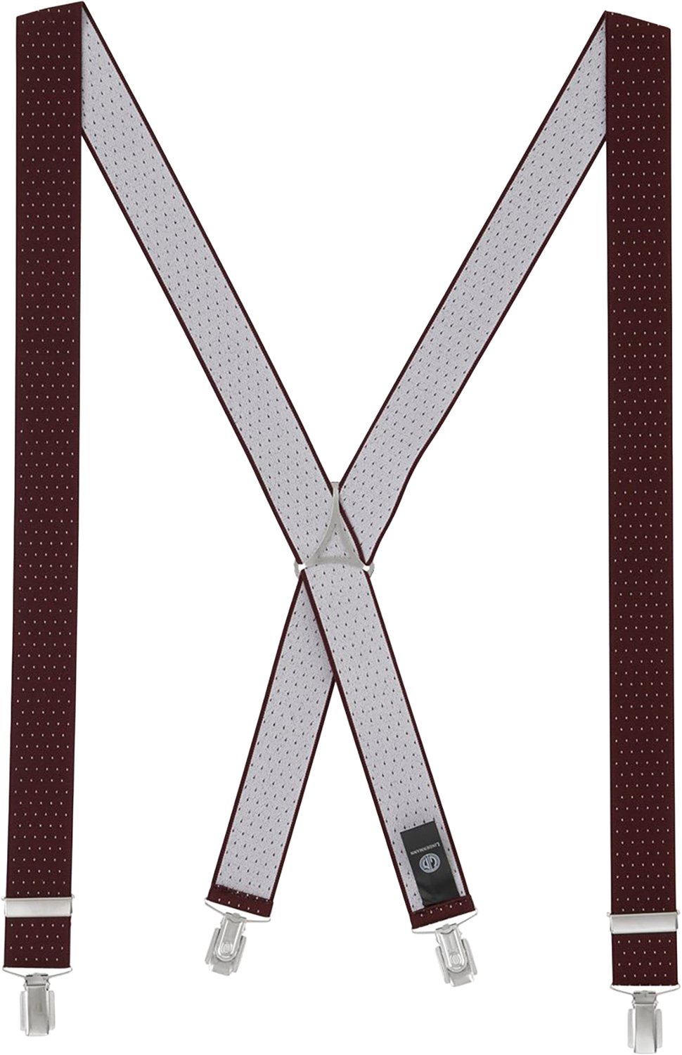 LINDENMANN heren bretels met extra sterke clips X-vorm - bordeaux gestipt