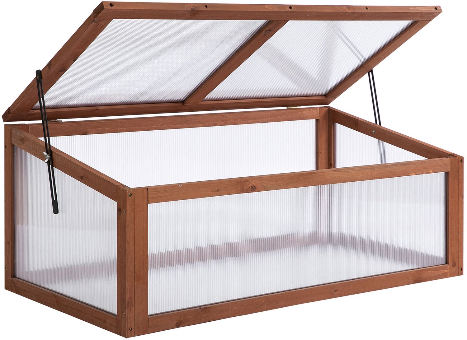 Sunona Minikas - Met opklapbaar deksel - Van massief hout en polycarbonaat - 100 x 65 x 40 cm - Bruin