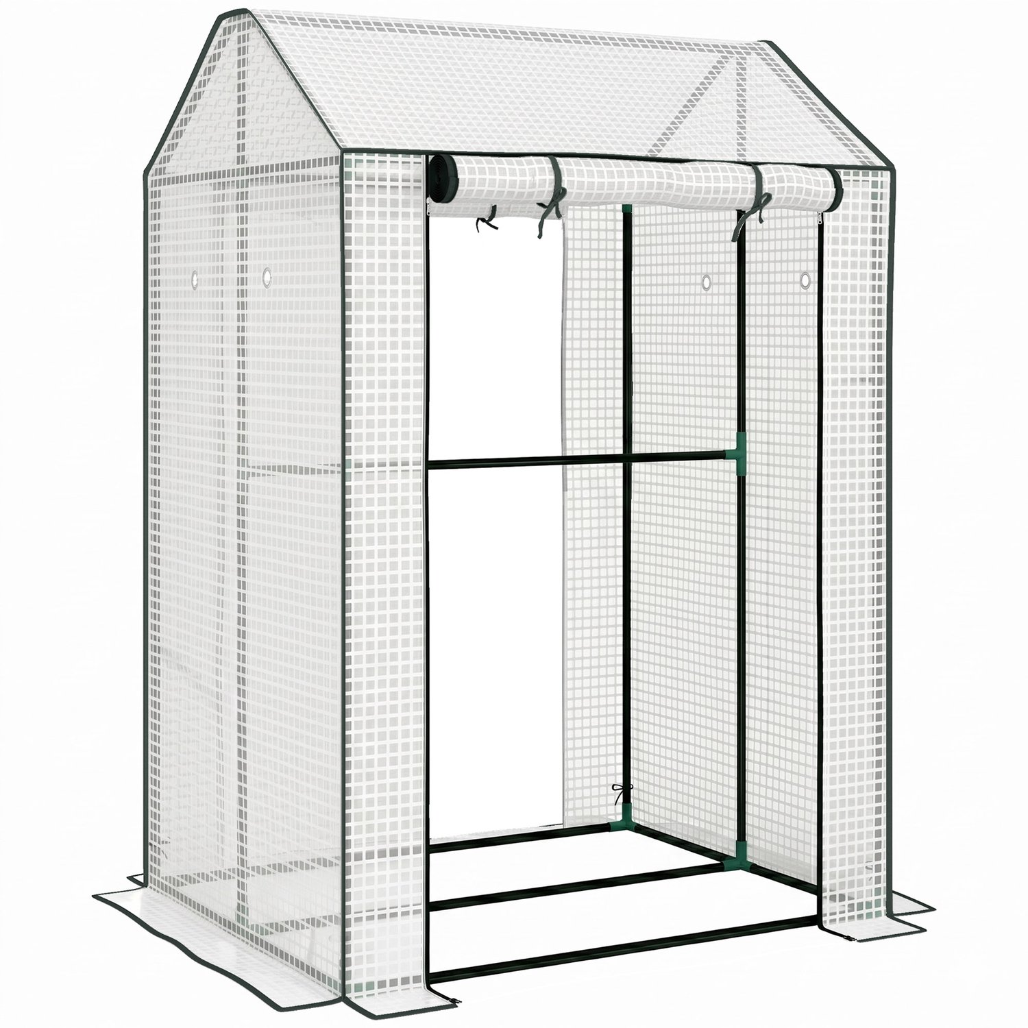 Sunona Kas met twee kamers - Met oprolbare deuren en ventilatieopeningen - 100 x 80 x 150 cm - Wit