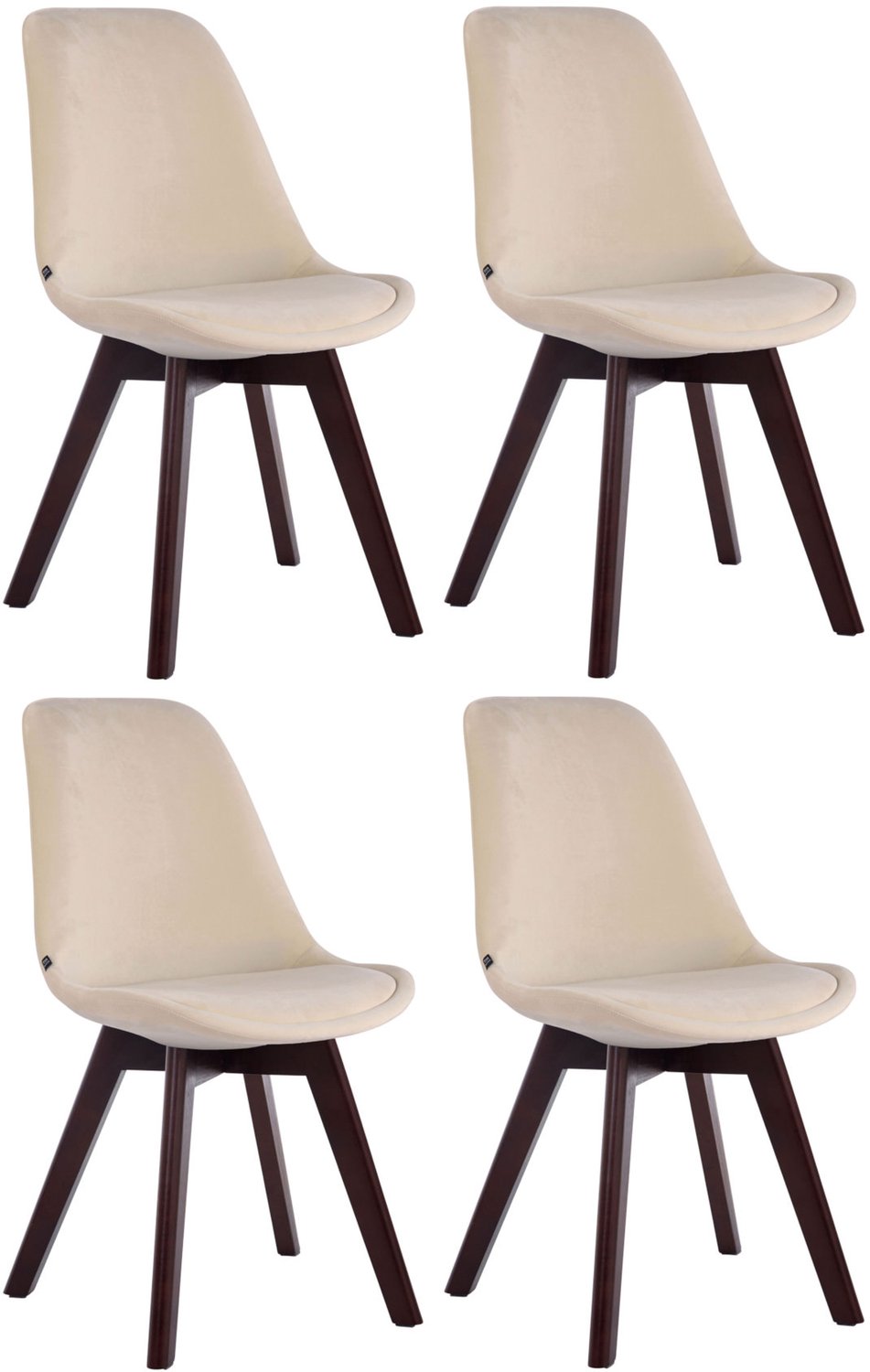 Luxe Comfort Milano 0156 bezoekersstoelen (set van 4) - fluweel - crème creme