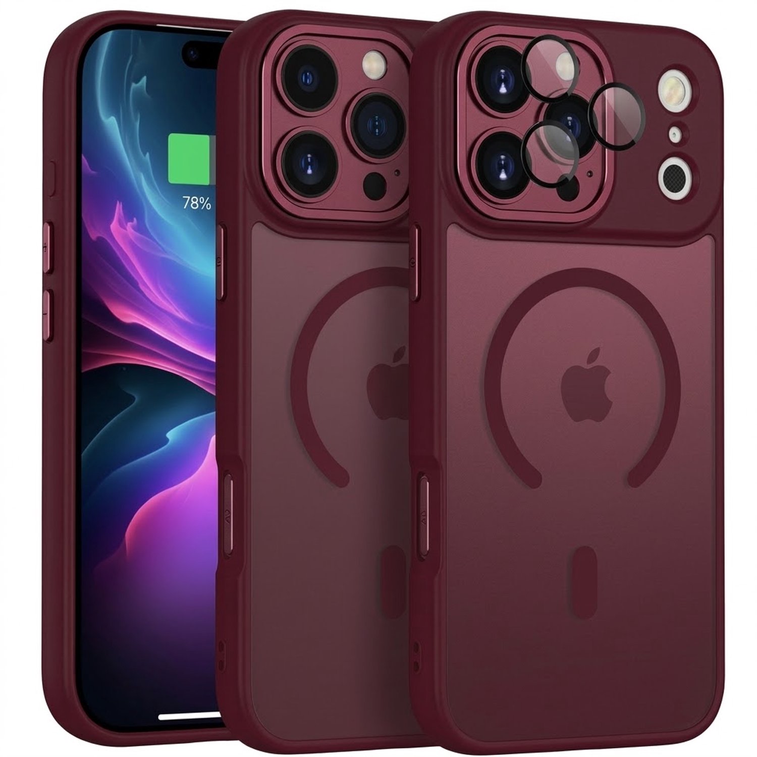 Hoesje Geschikt voor Apple iPhone 18 Pro Max - Geschikt voor MagSafe Telefoonhoesje - Bordeaux - Casemania Matte Armor Magnetische Back Cover - Val/Stoot Bescherming met Camera Protection