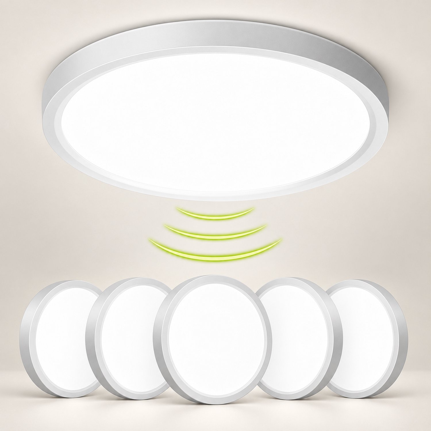LOVHAUS 5 Stuks LED Plafondlampen met Bewegingssensor - 23 cm - 18W - 4000K - Ultradun