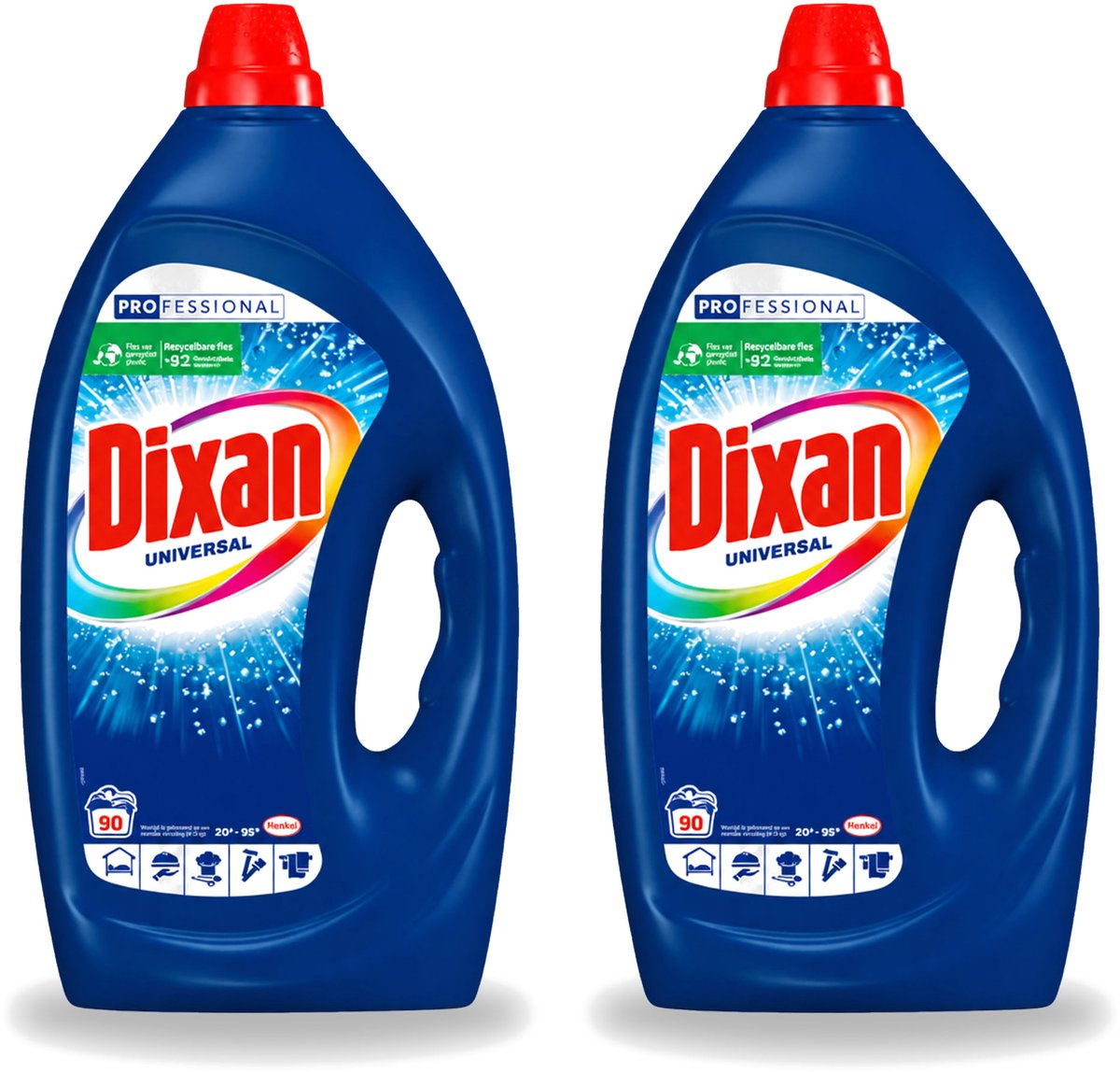 2 x Dixan - Vloeibaar wasmiddel - Alle Kleuren - 90 wasbeurten - Voordeelverpakking - 2 stuks