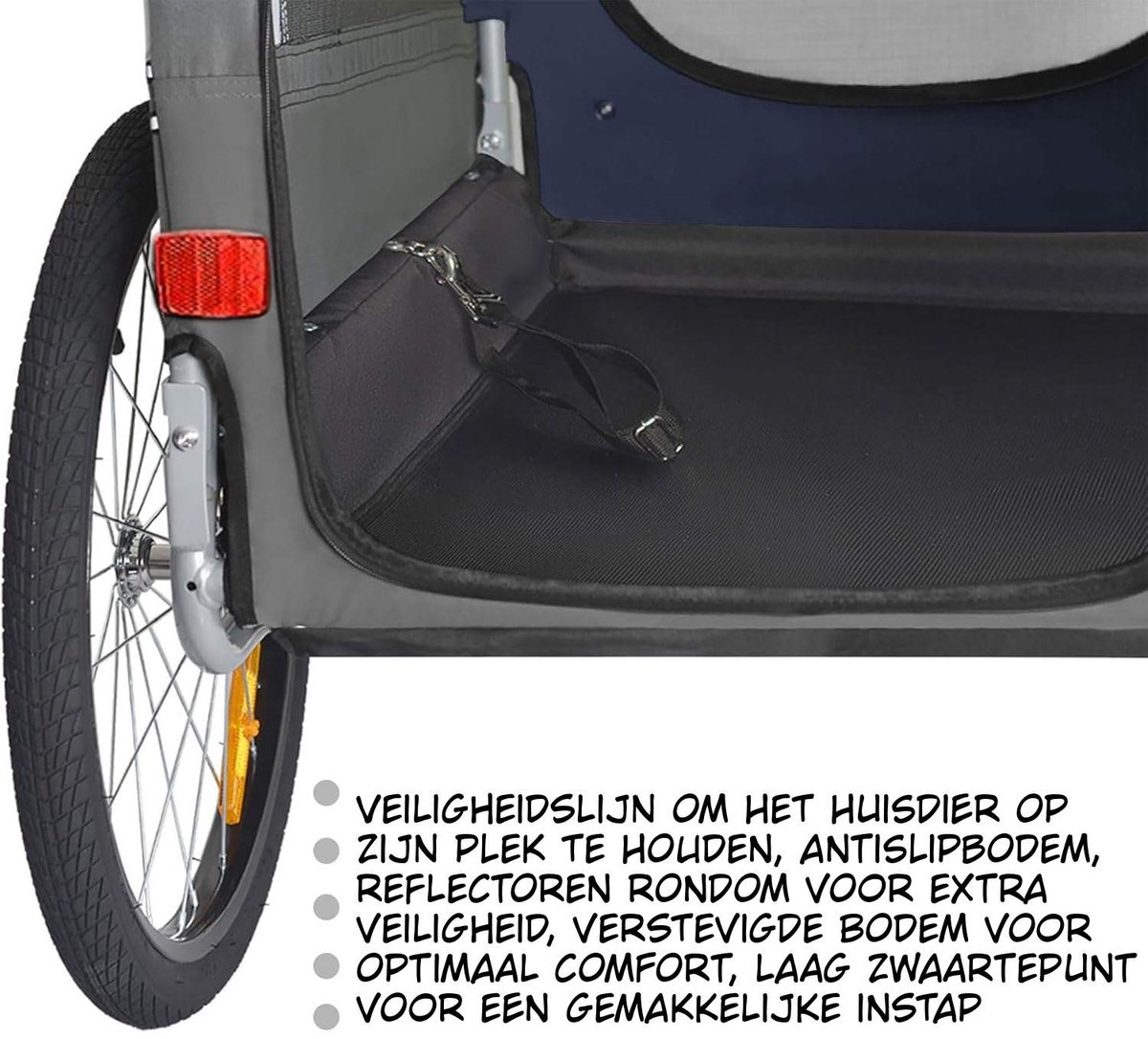 Kavo ®- Hondenkar - Hondenbuggy - Hondenfietskar - Grijs - 152cm x 72cm x 84cm