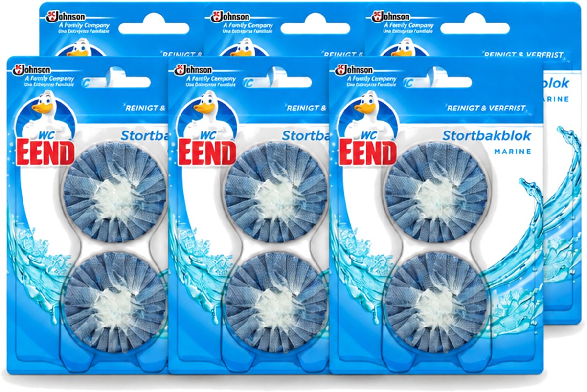 6 x WC Eend - Duo Stortbakblok - Reinigt & Verfrist bij Elke Spoeling - 2 Blokken - Voordeelverpakking - 6 stuks