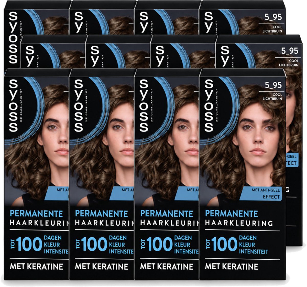 12 x SYOSS - Permanent Coloration 5-95 - Haarverf - Permanente Haarkleuring - Cool Lichtbruin - Grijsdekking - Vermindert Haarbreuk - Voordeelverpakking - 12 stuks