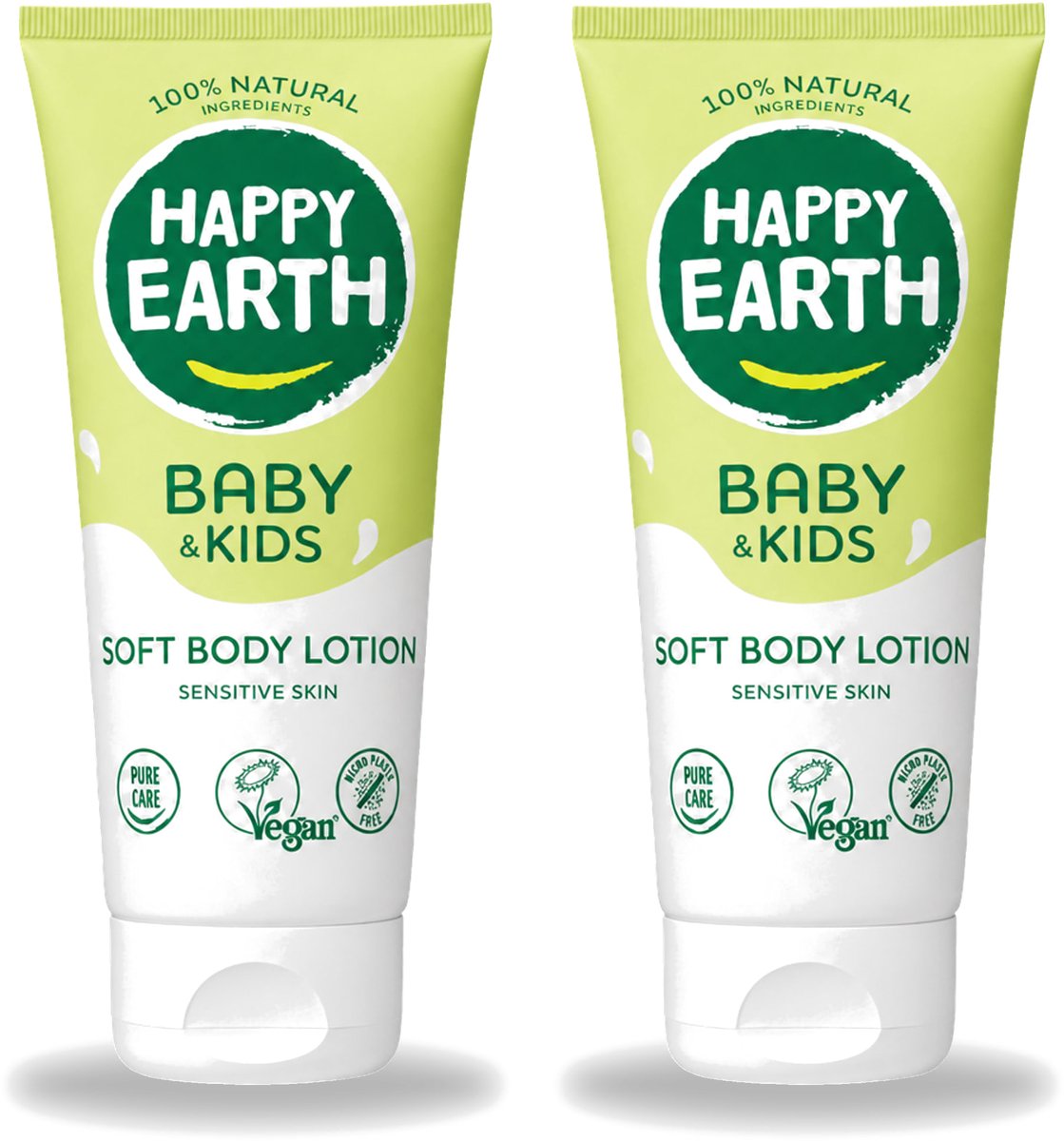 2 x Happy Earth – Bodylotion – 100% Natuurlijk Baby & Kids – 200 ml - Voordeelverpakking - 2 stuks