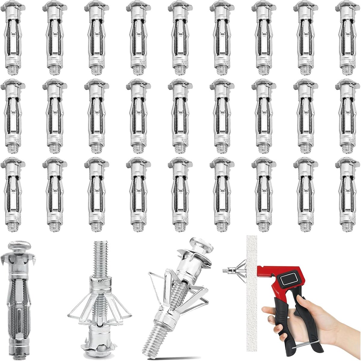 30 Pcs Hollow Hollow Plugs M6 x 37 Spreader Plugs Metal Carbon Steel Spreader Plugs Metal Plugs for Hollow Walls - ShopVlot