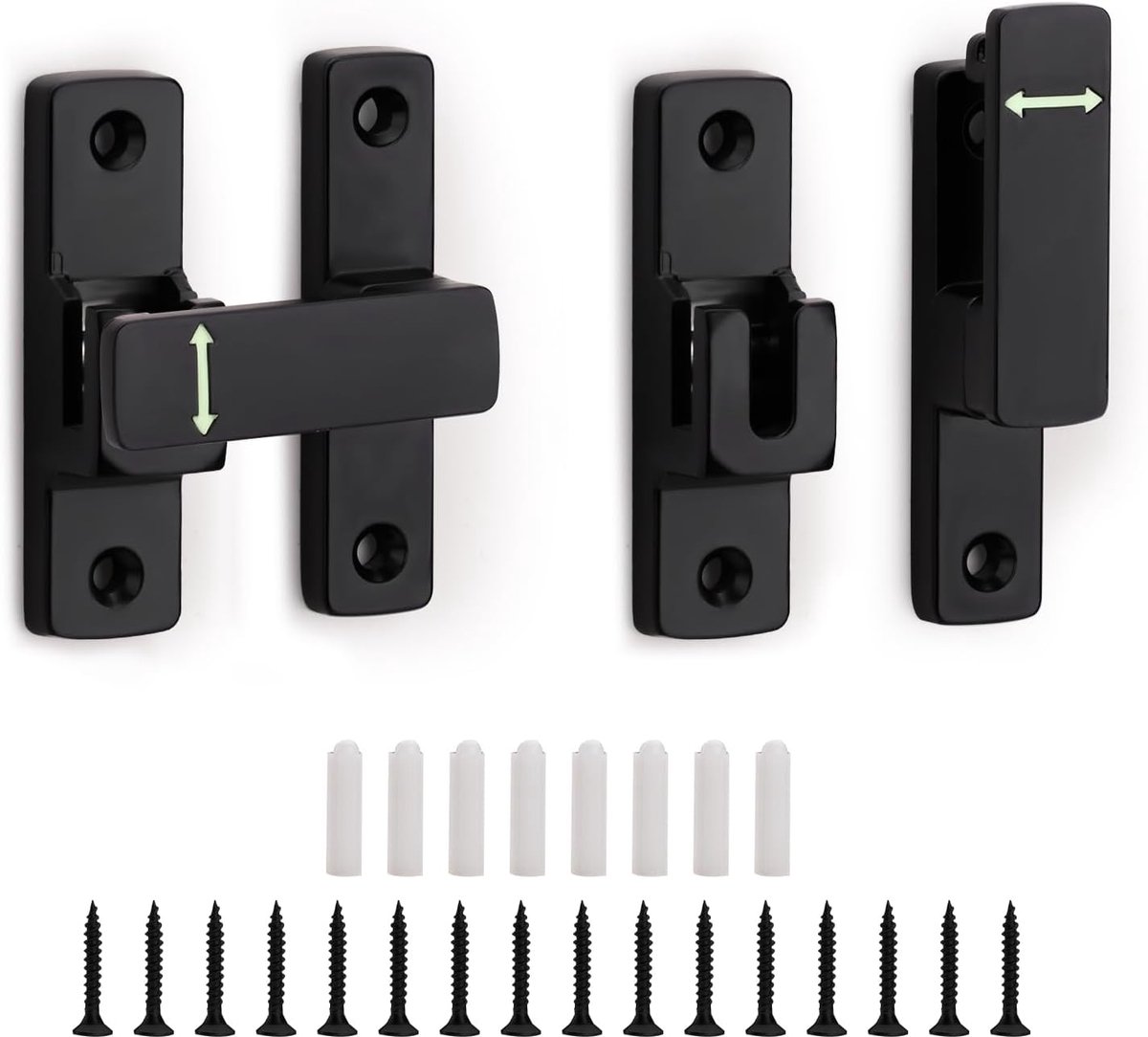 2 Pcs Luminous Barn Door Lock, 90/180 Degree Flip Sliding Door Lock, Small Zinc Alloy Gate Lock Hardware for Garden - ShopVlot
