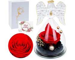 Qoosea Gestabiliseerde roos-engelfiguren, cadeau voor dames, eeuwige roos-beschermengel, cadeau voor moeder, vriendin - ShopVlot