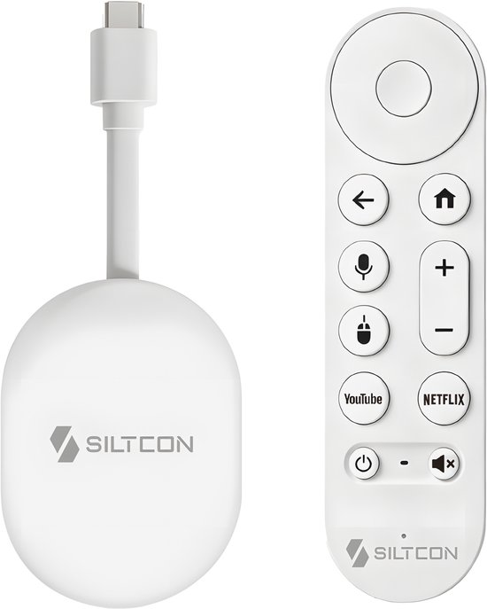 Siltcon® Android TV Box 4K HDR – Streaming Box - 2.4 & 5 GHz WiFi & Bluetooth – TV Stick – 16GB – Geschikt voor Google Assistant – Upgrade elke TV naar SmartTV - Geschikt voor 3000…