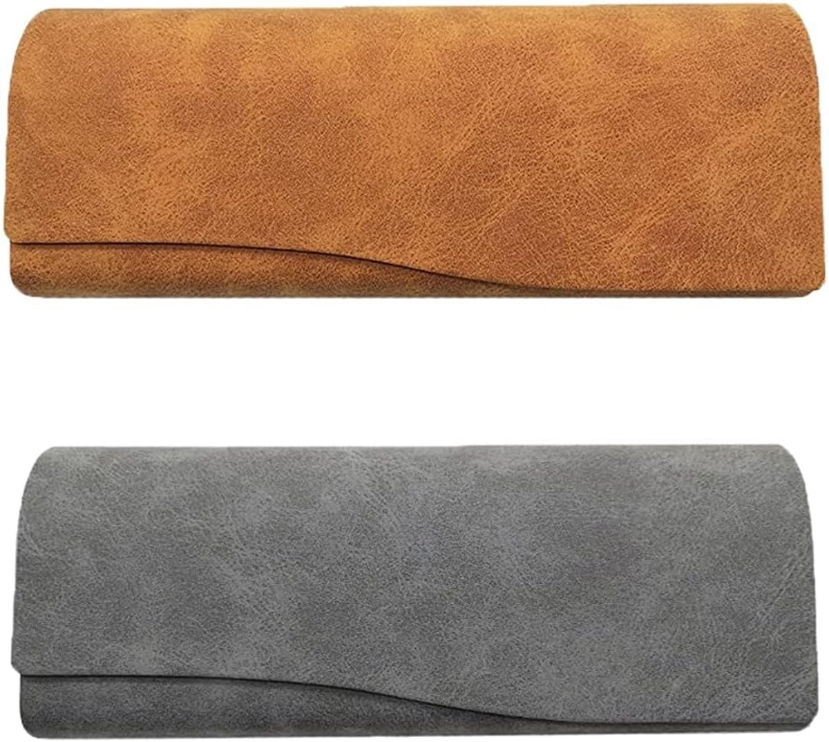 Glasses Case Hard Leather Sunglasses Case Portable Glasses Case Hard Case Glasses Case for Women Men Kids Yellow Grey - ShopVlot