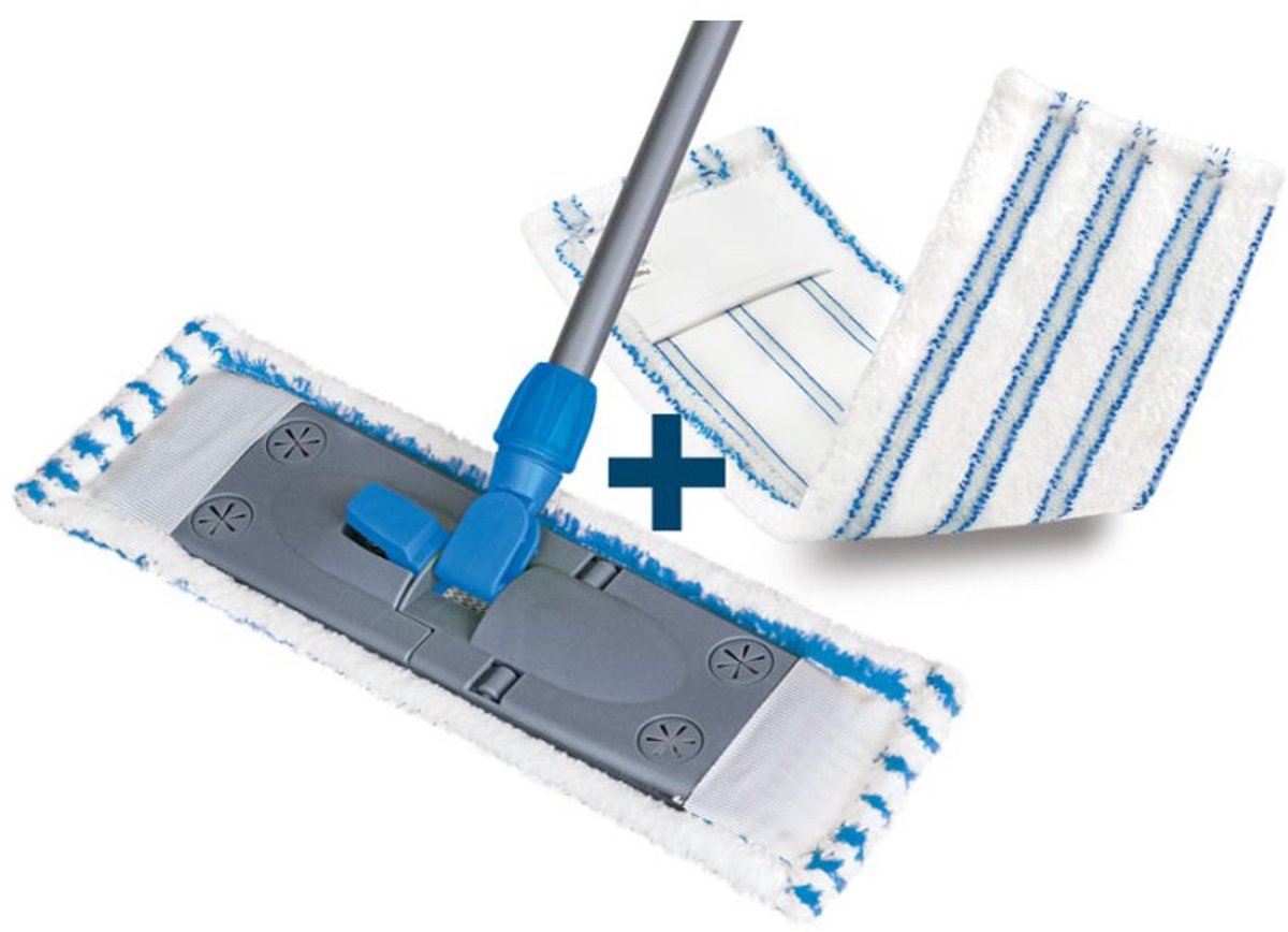 Peggy Perfect dweil met telescoopsteel, microvezel, uitschuifbaar tot 1300 mm, inclusief 2 hoezen
