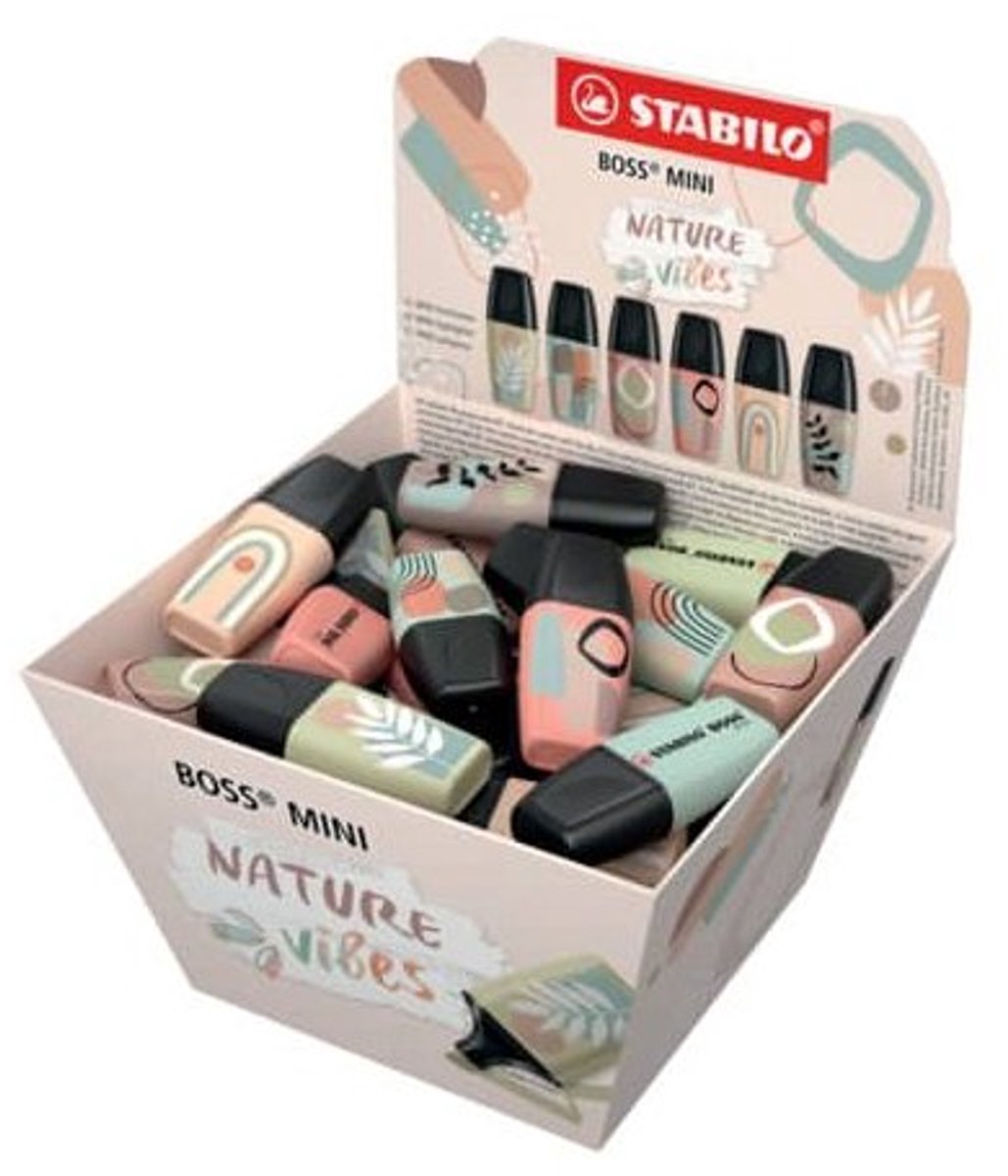 STABILO markeerstift BOSS MINI Naturevibes, keilpunt, displaydoos 50 stuks