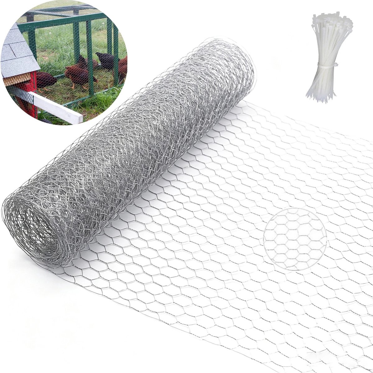 NextNovaDeals Kippengaas - 40cm X 10m - Anti-Roest - Zeshoekig - Gegalvaniseerd - Voor Tuinplanten - Groenten - Bloemen - Fruit