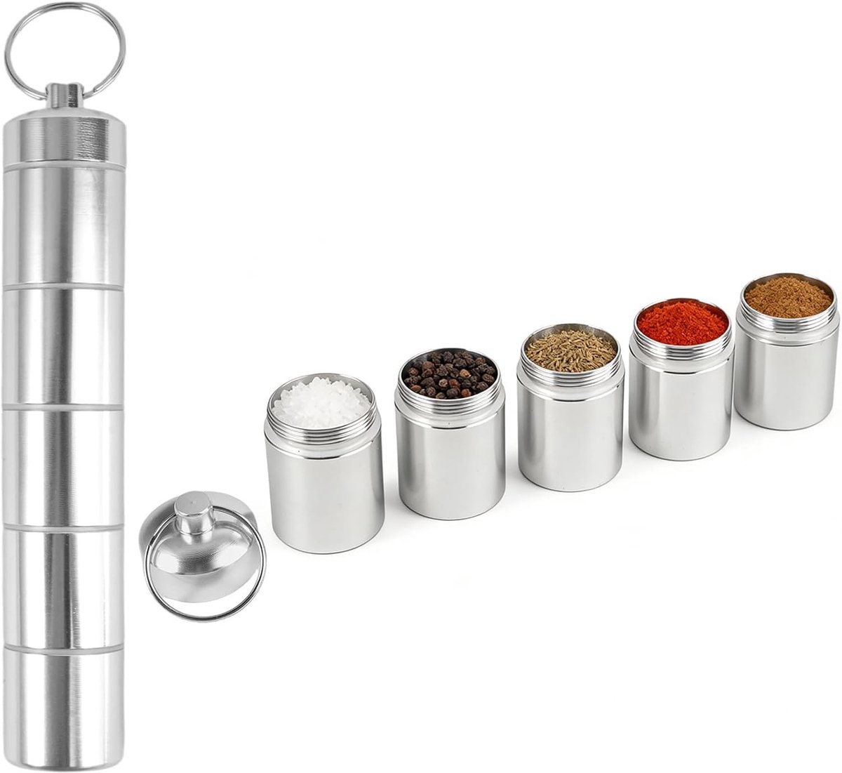 Complete Kruidenset voor Buiten, Picknick en Reizen - 5-in-1 Specerijenkruidenhouder voor Keuken en Kamperen