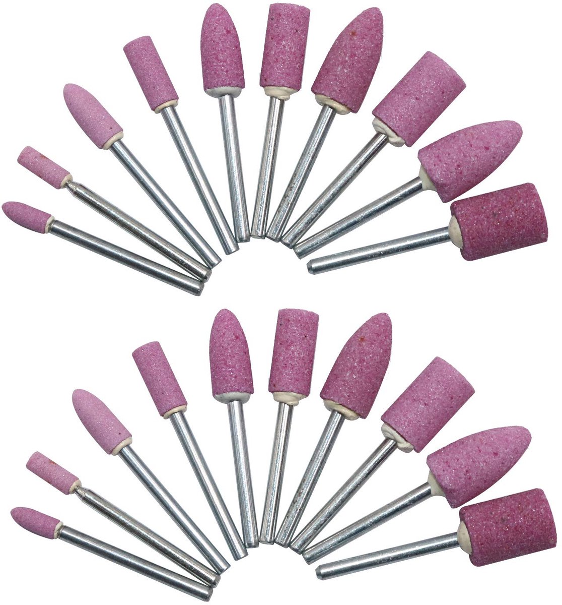Grinding Stone Bits Abrasive Wheels Rotary Tool Accessories Bit Wood Engraving Kit 3mm Mandrel 20 Pieces, Pink - ShopVlot