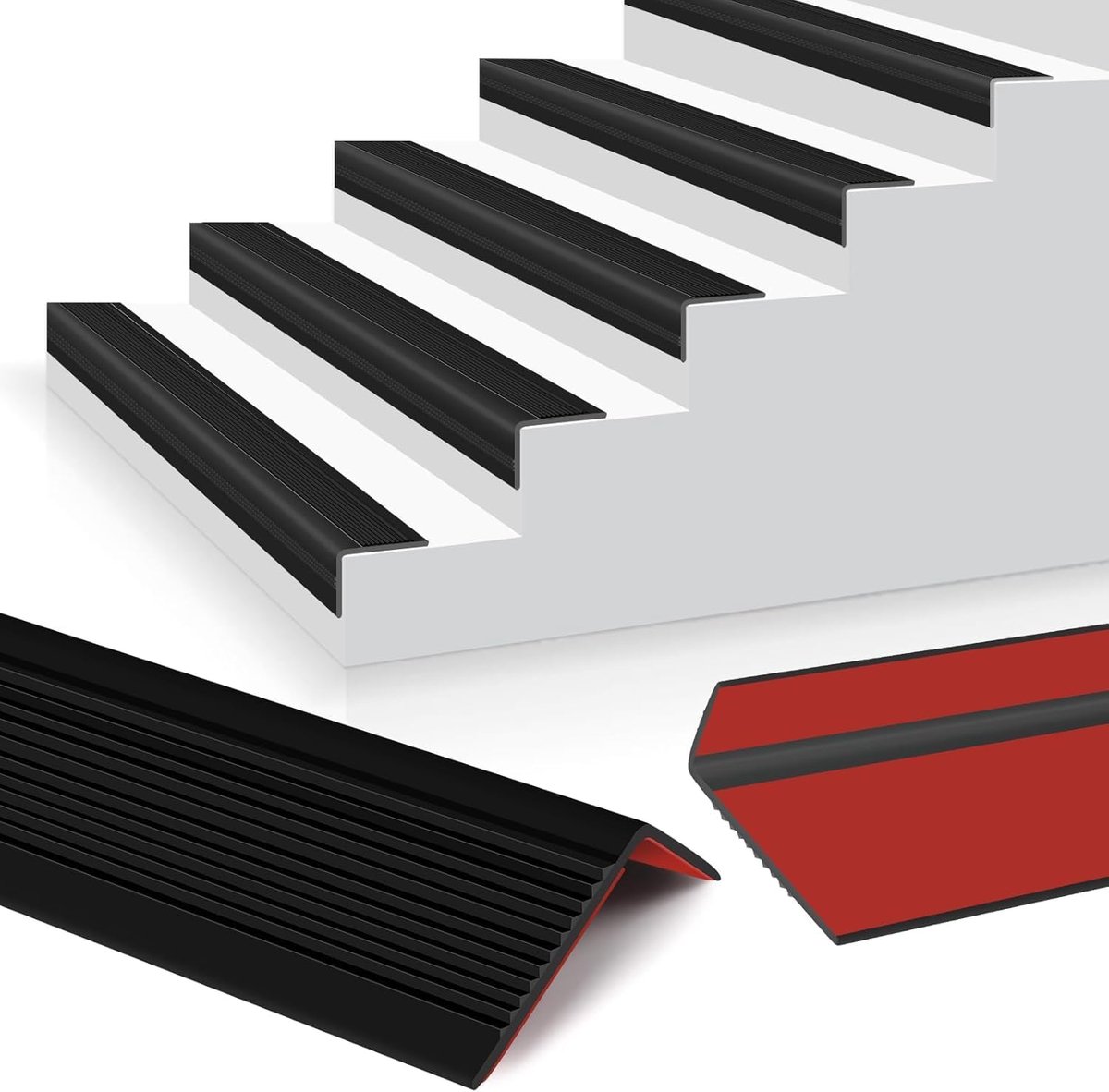 Vinyl Stair Noses Stair Edge Guard, Stair Guard, Rubber Stair Edge, Stair Nose, Easy to Install for Indoor/Outdoor - ShopVlot